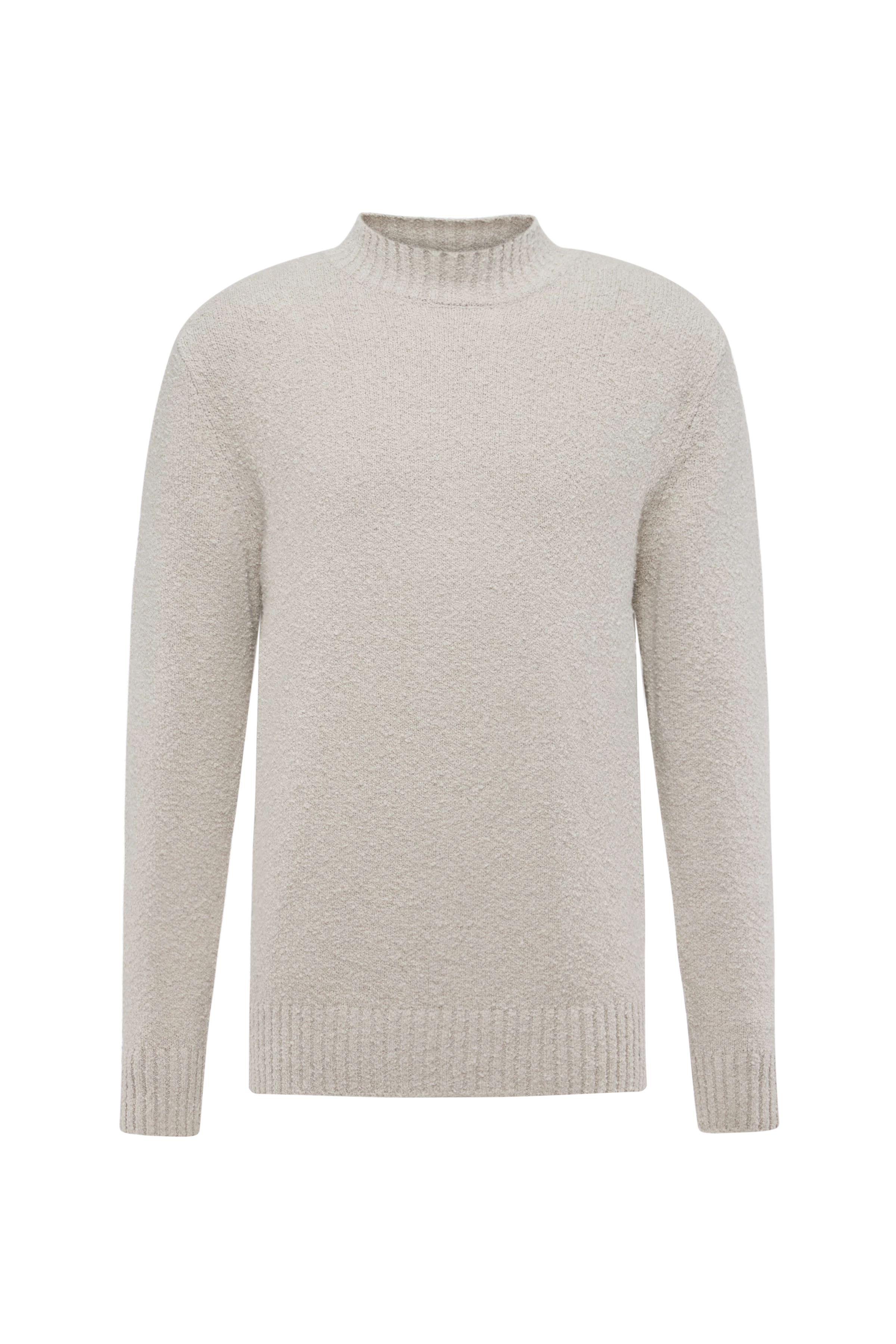ZAYN - Stand-up collar jumper in bouclé cotton blend - men - grey - Freisteller Frontansicht
