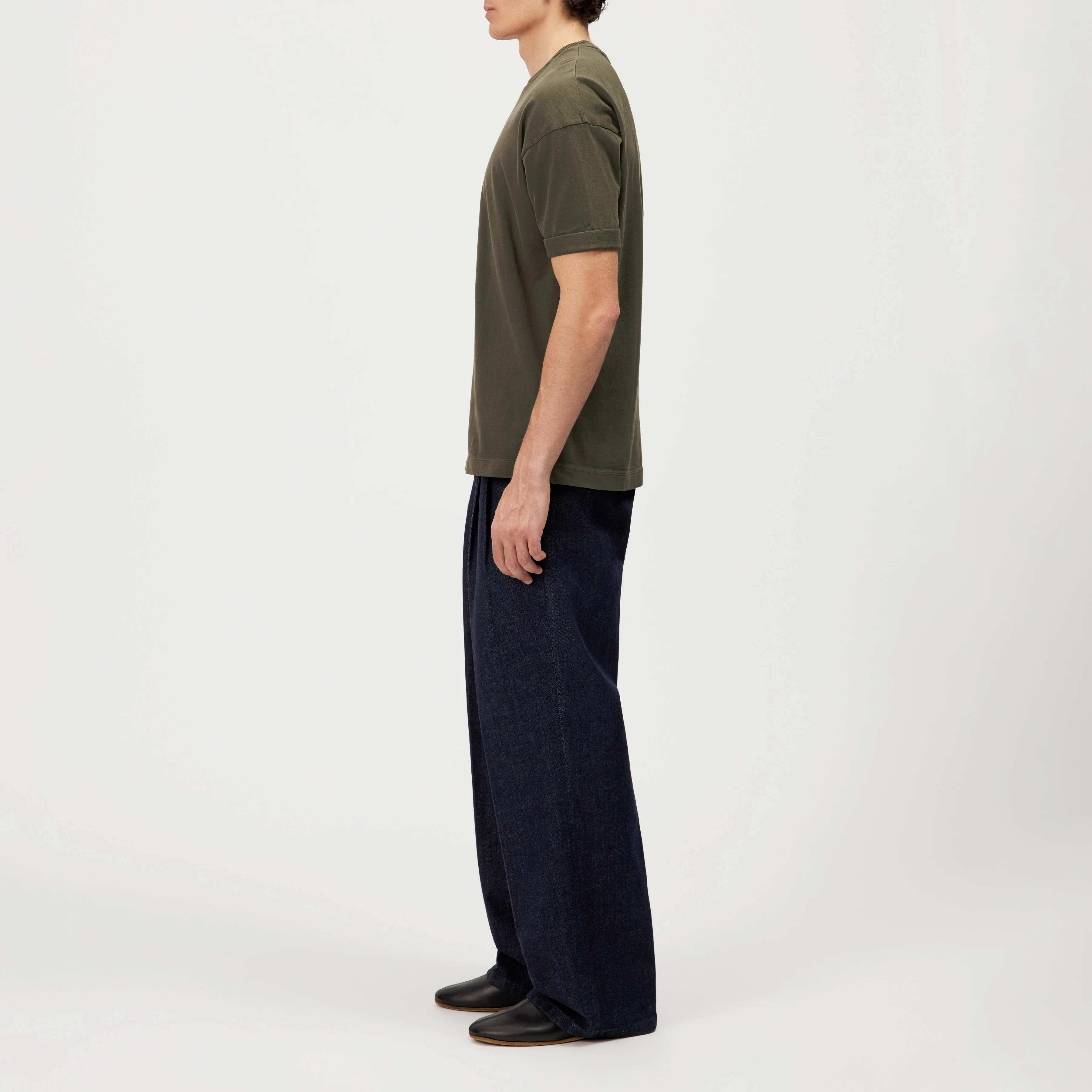 THILO - Relaxed fit T-shirt in soft cotton with washed look - men - green - Seitenansicht