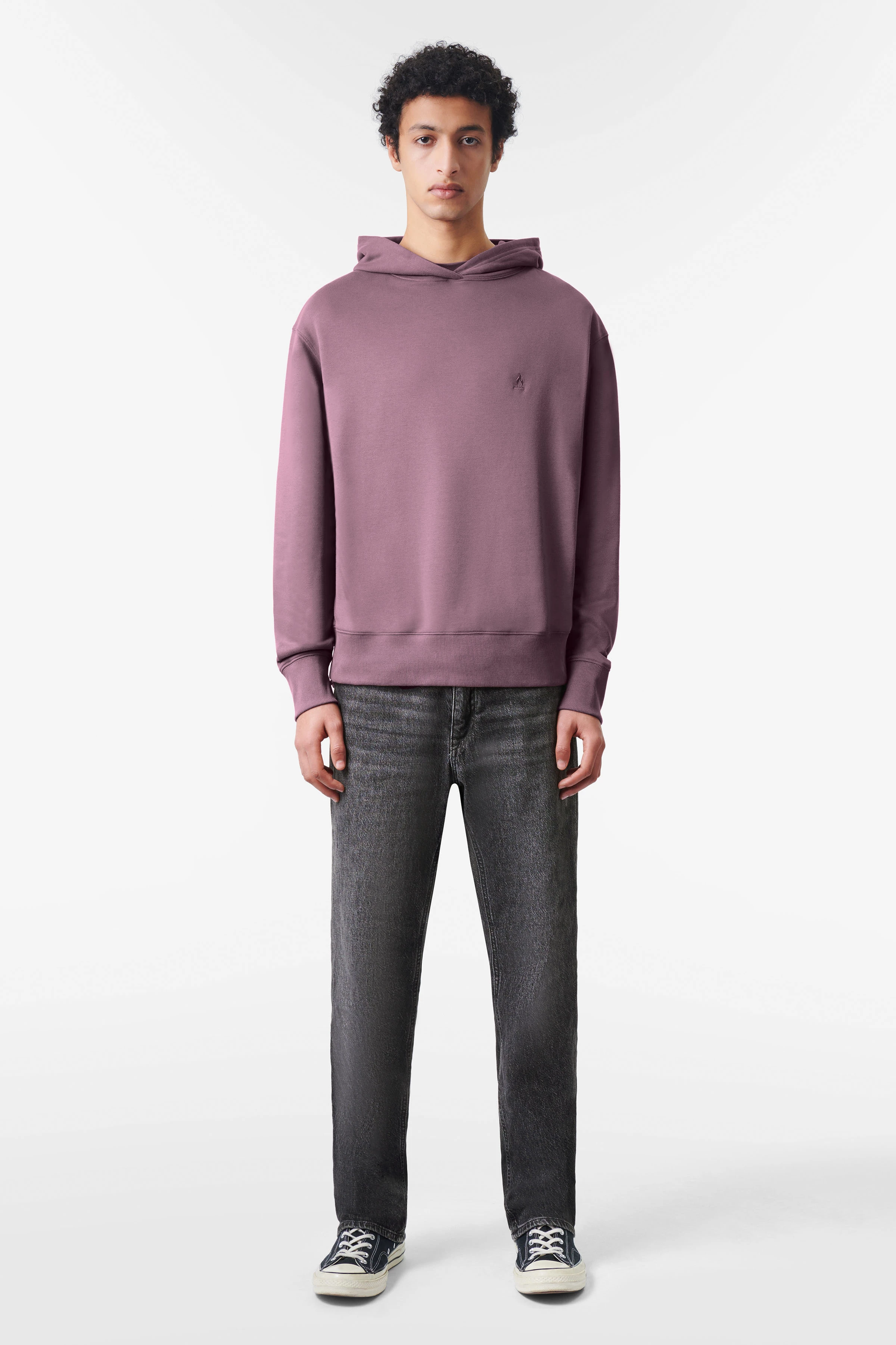 BRADLIN - Hoodie in Baumwoll-Mix - Herren - lila - Ganzkörper-Frontansicht