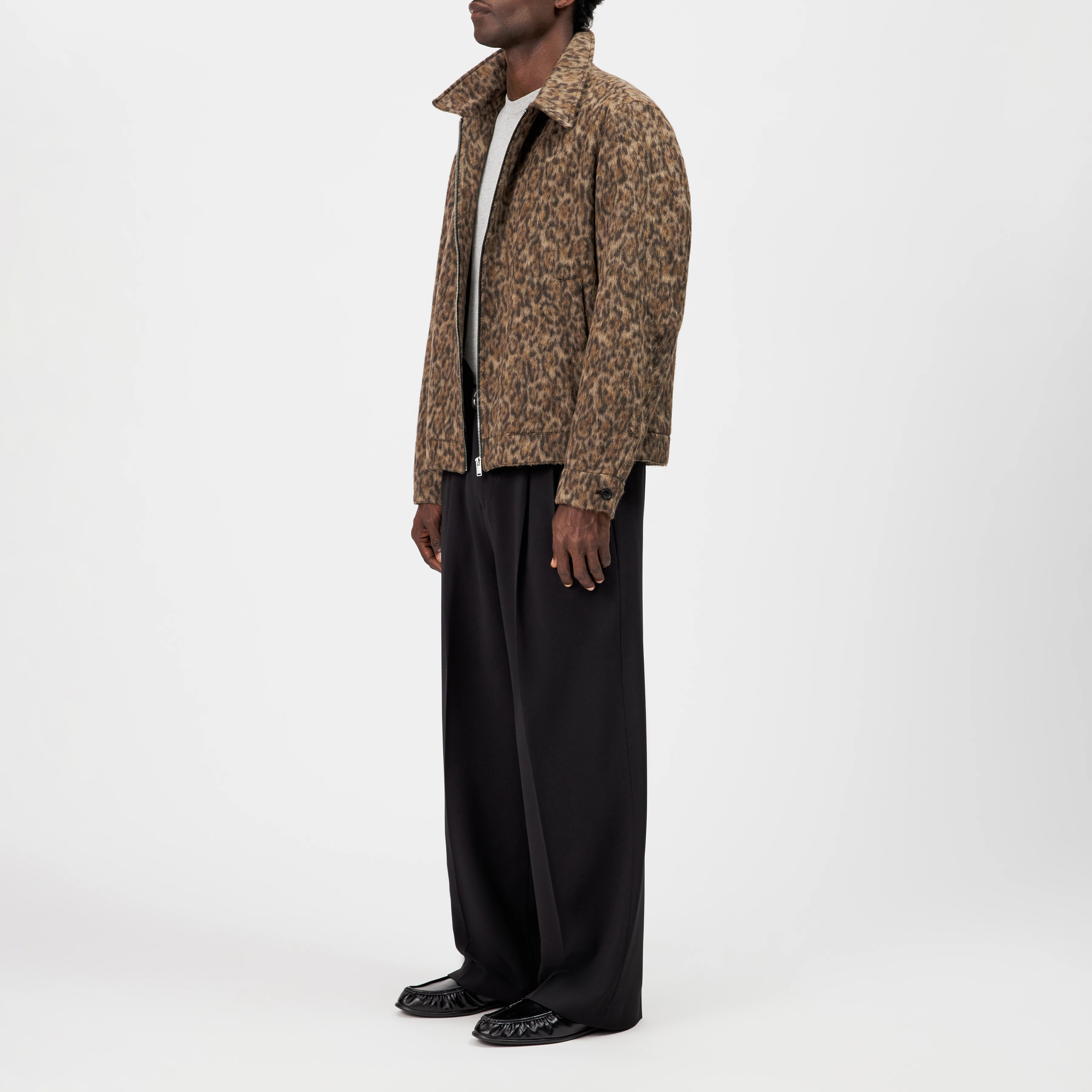 RIKKA_2 - Jacquard jacket with turn-down collar - men - brown - Seitenansicht