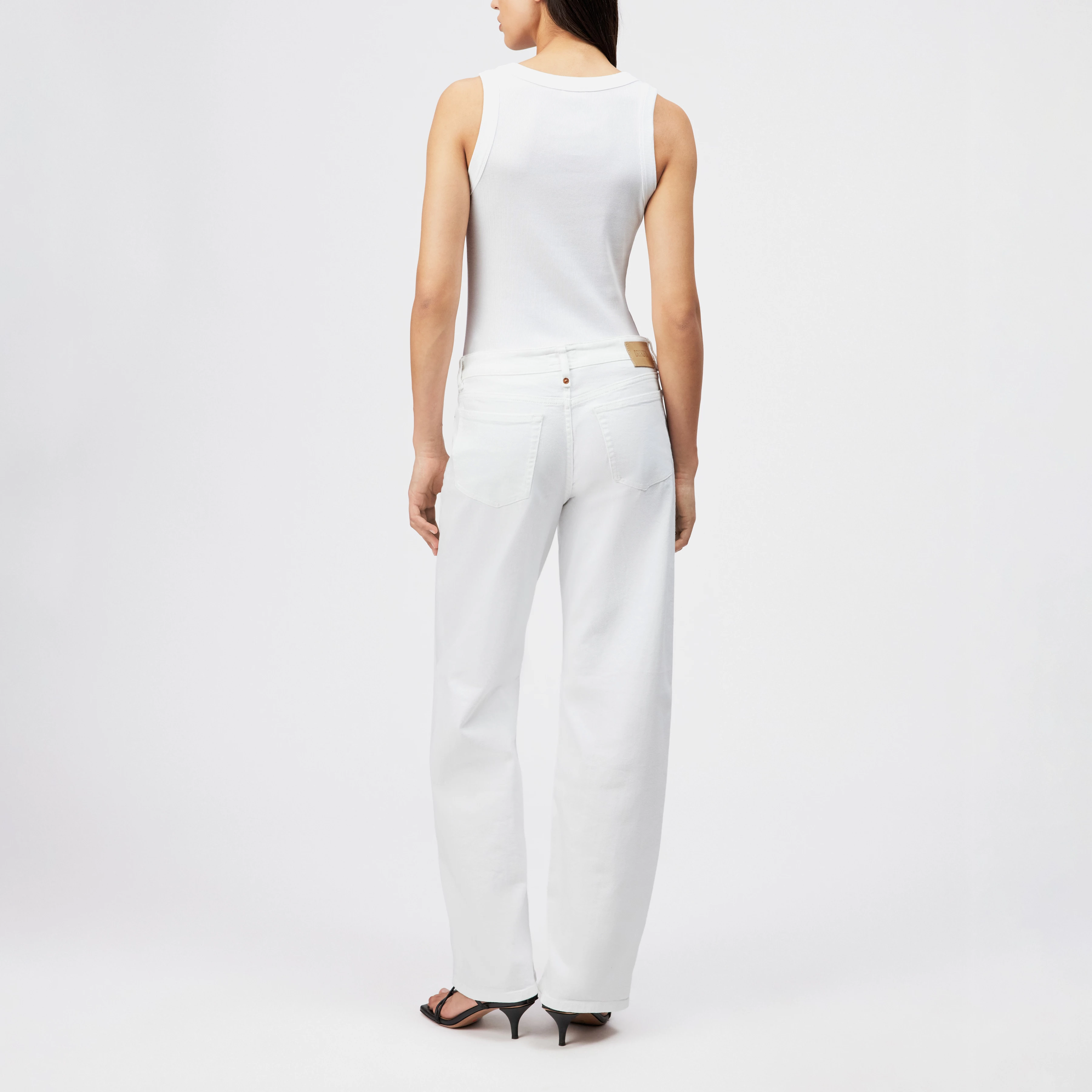 TAVIRA - Geribd tanktop met vrouwelijke ronde hals - dames - wit - Rückansicht