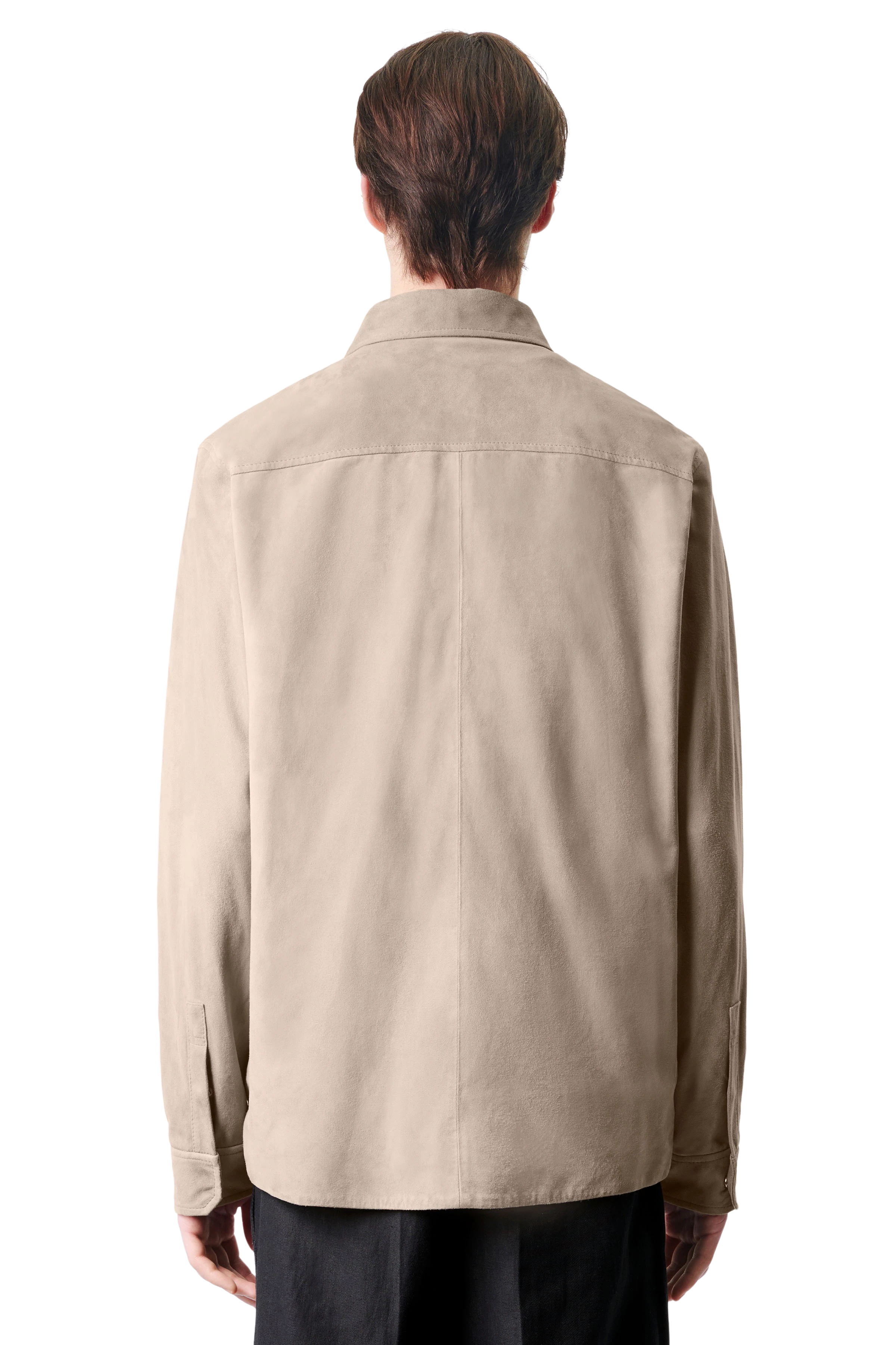 SELETON - lined shirt jacket in high-quality leather - men - beige - Rückansicht