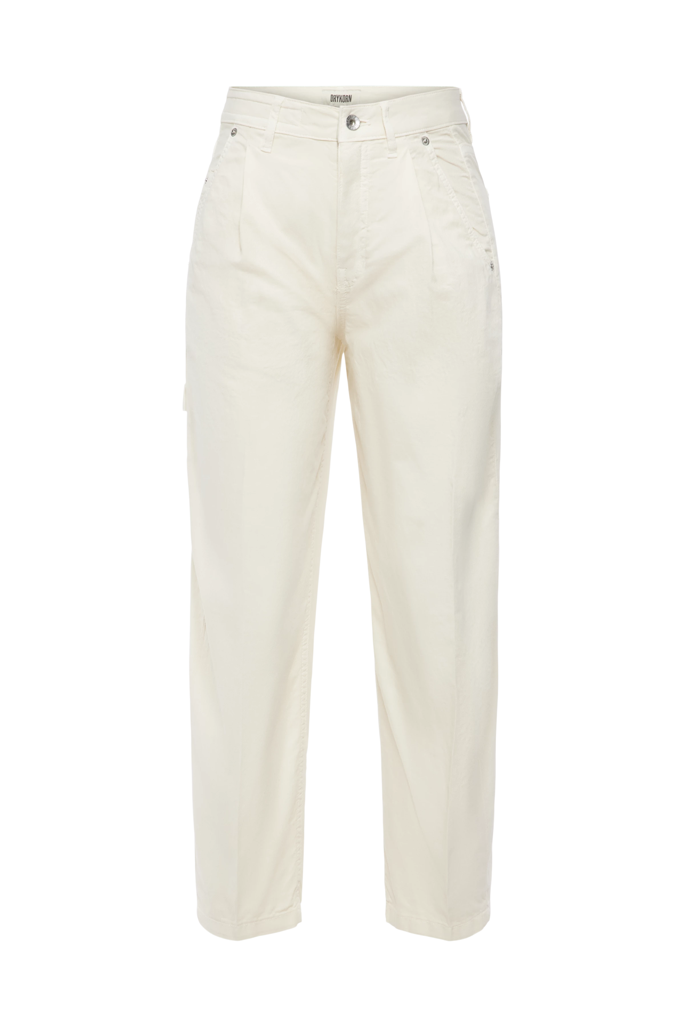 QUALIFY - Cargohose mit Bundfalte in Garment Dye - Damen - off white - Freisteller Frontansicht