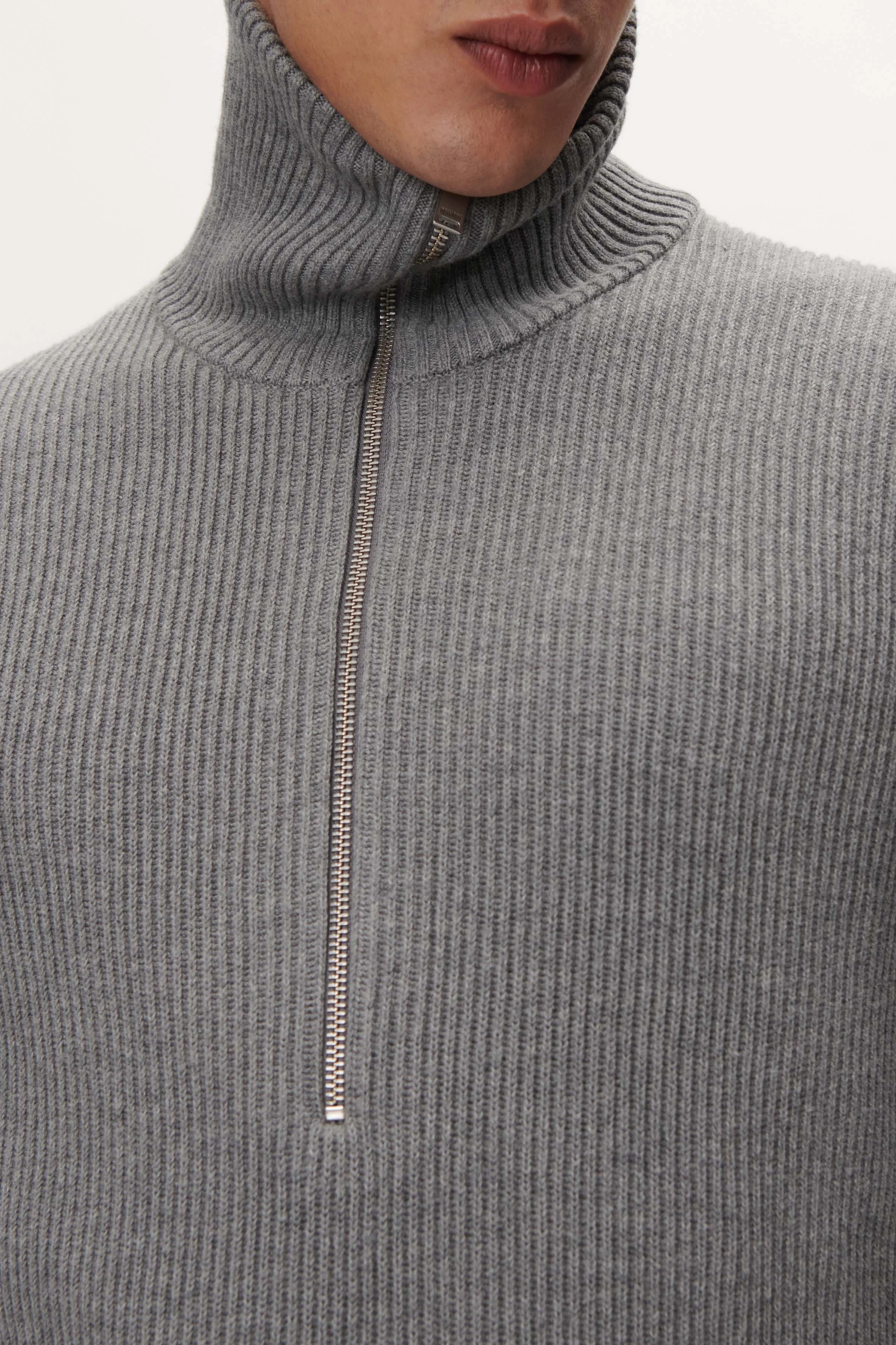 MANUELO - Zip Troyer in Kaschmirmix - Herren - grau - Seitenansicht