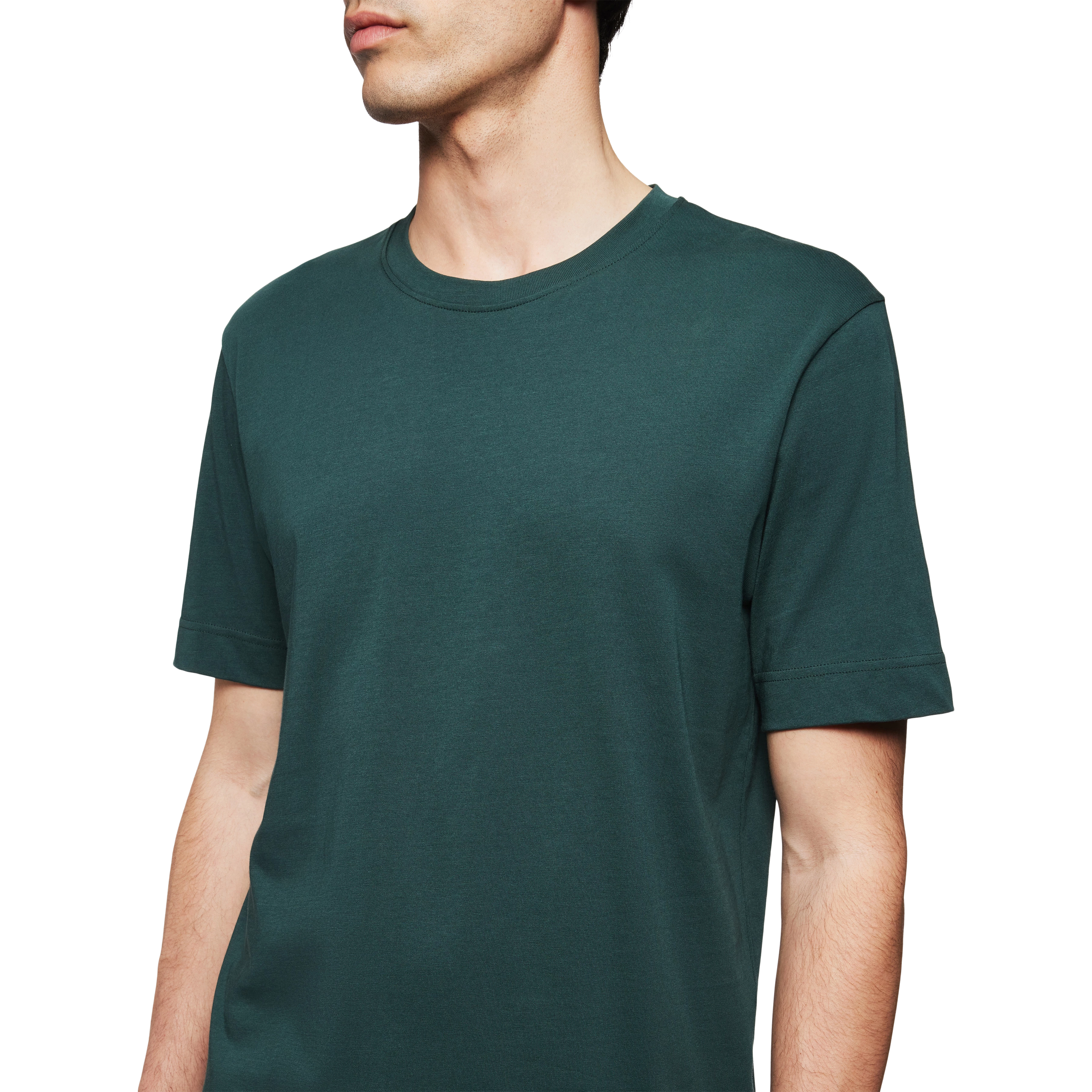 RAPHAEL - T-Shirt in reiner Baumwolle - Herren - grün - Detailansicht am Model