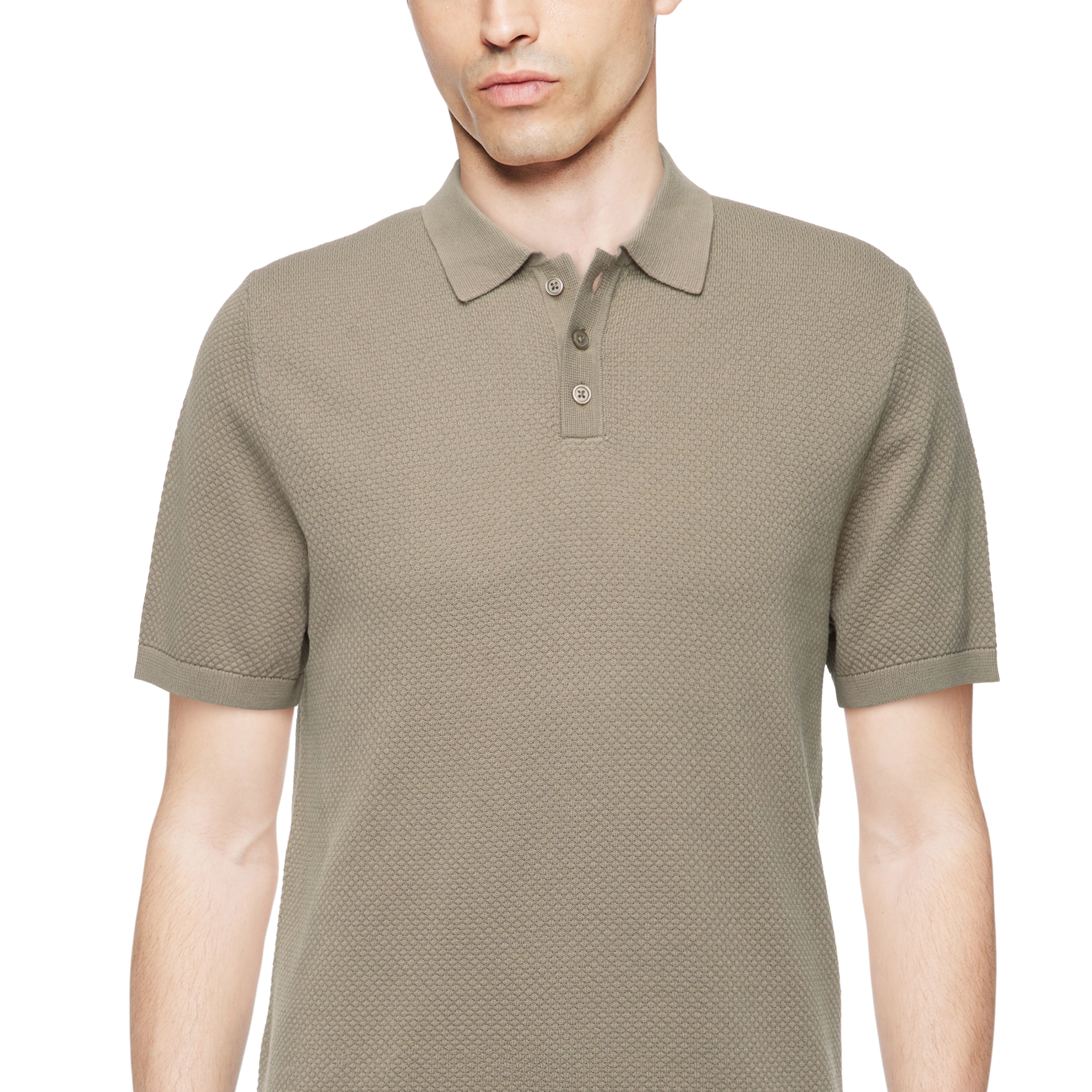 TRITON - Polo-Shirt in Baumwolle - Herren - braun - Detailansicht am Model