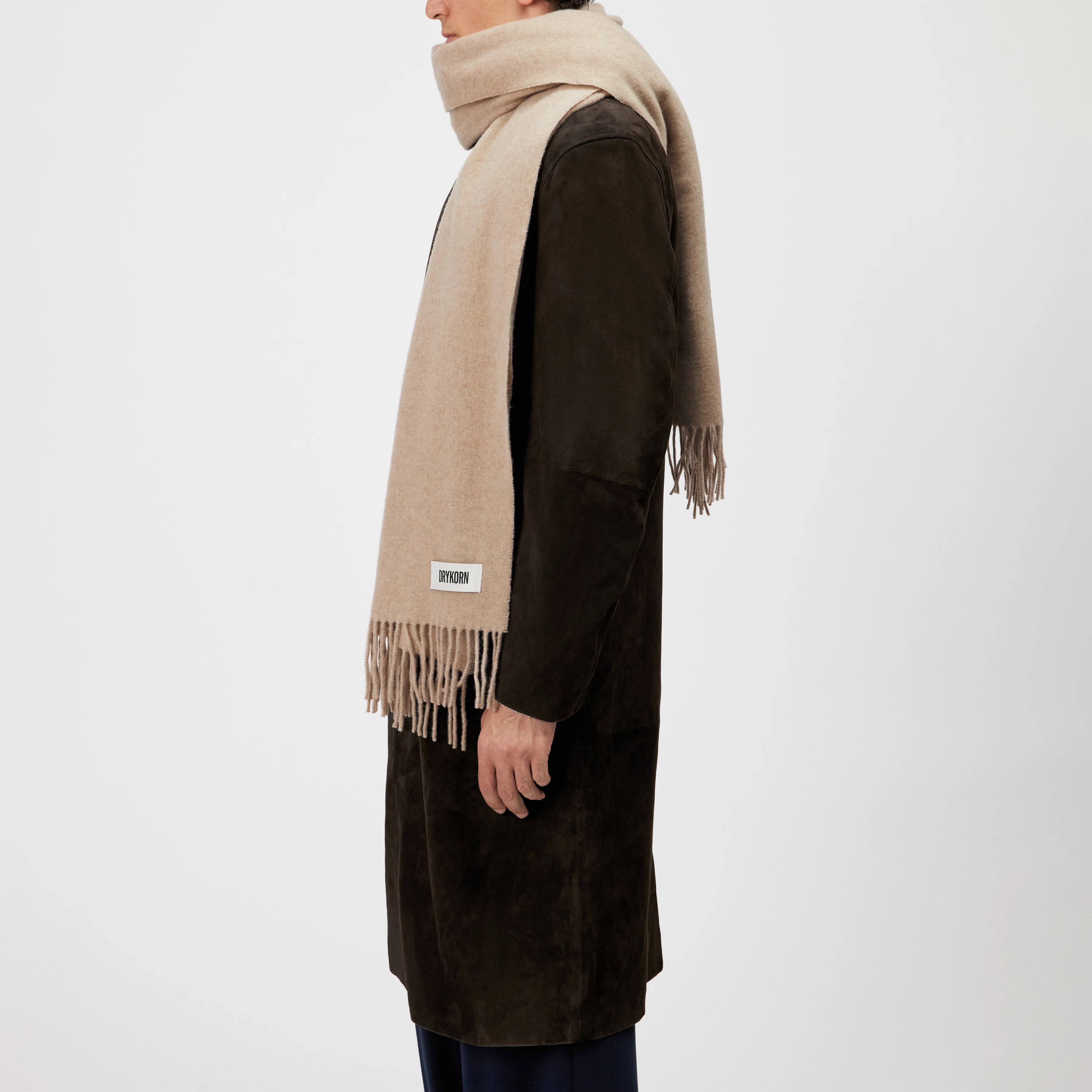 GAZE_4 - Schal in Wolltwill - Unisex - beige - Seitenansicht