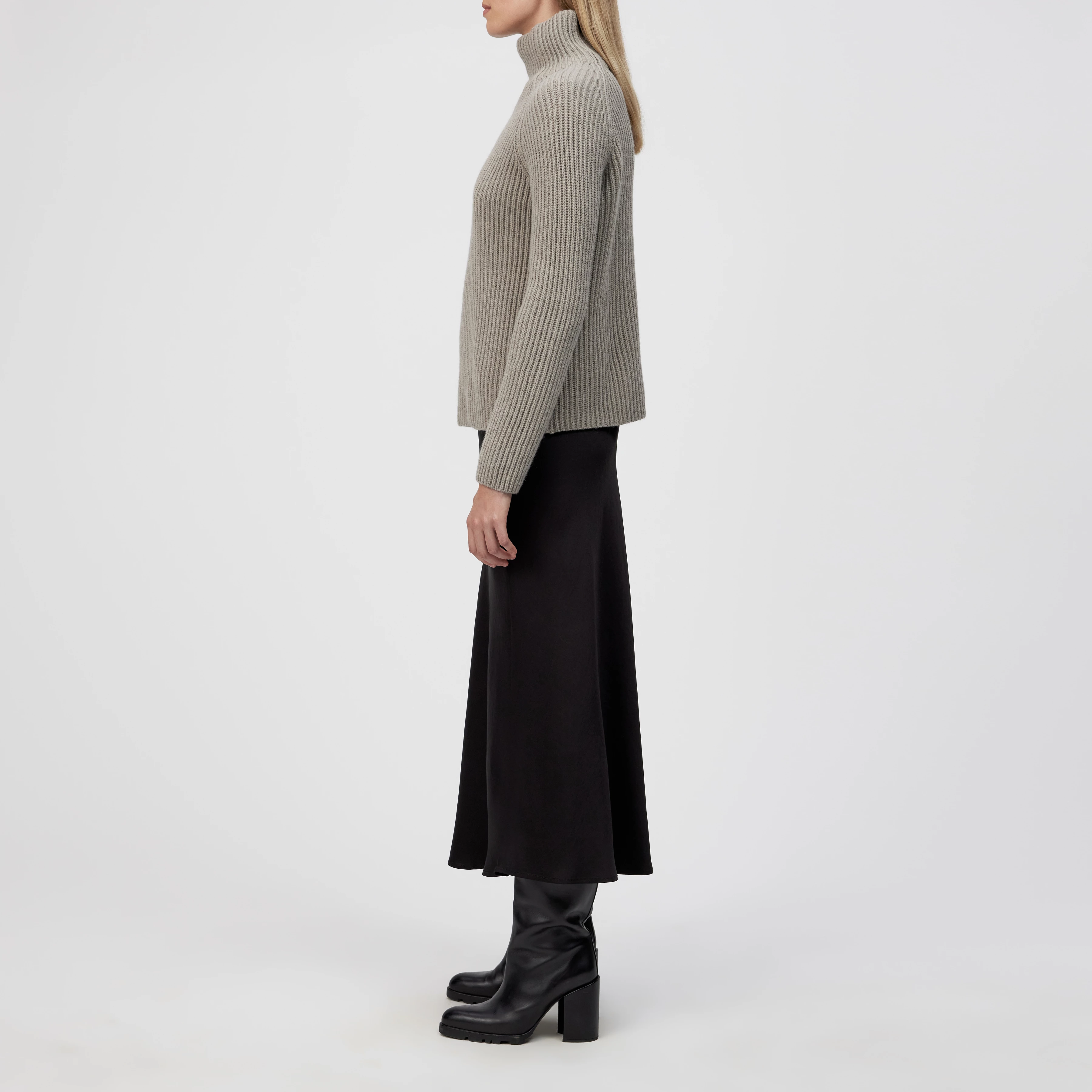 ARWEN - Pull à col roulé en mélange de laine et d'alpaga - women - beige - Seitenansicht