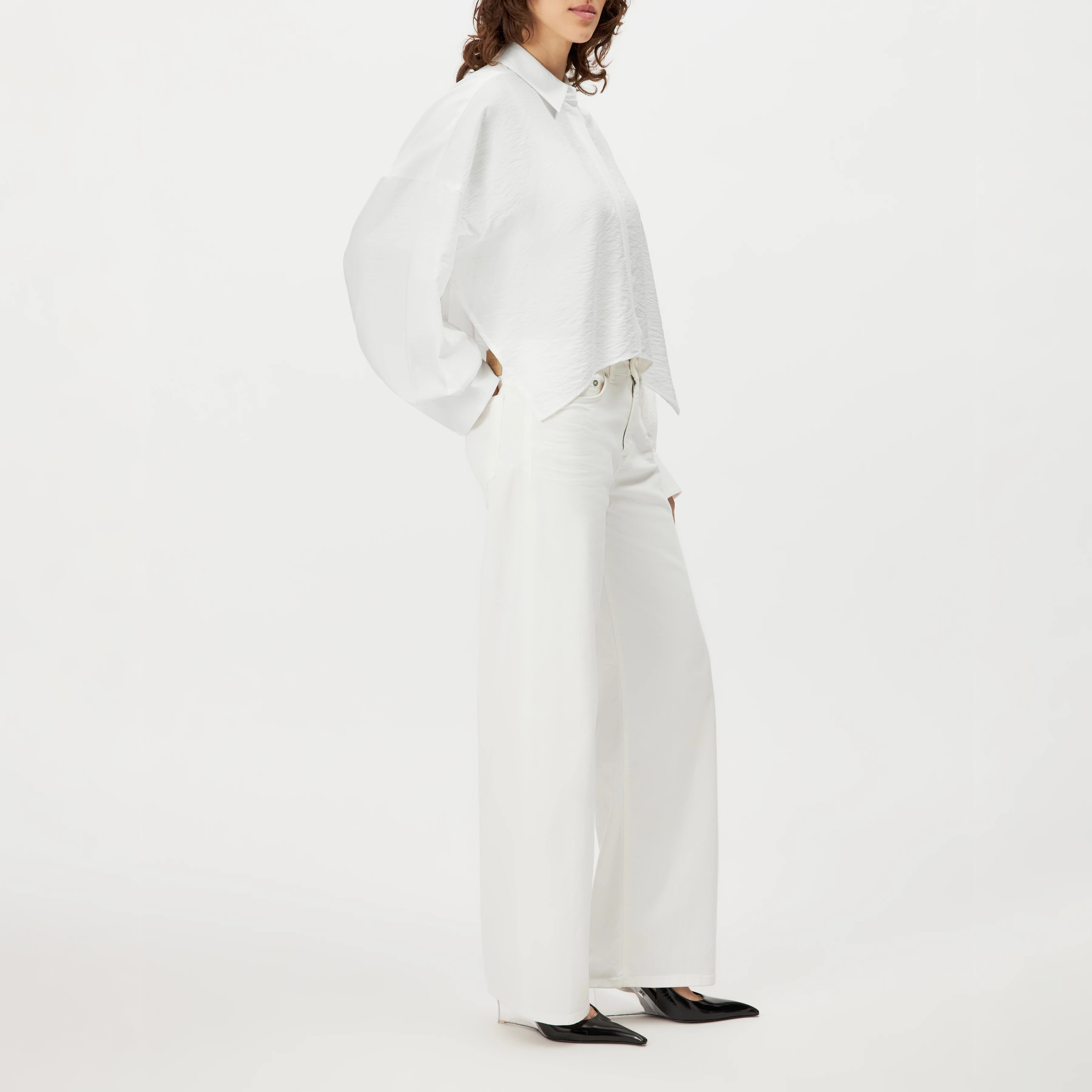 OSHIA - Oversized viscose-blend shirt blouse - women - off white - Seitenansicht