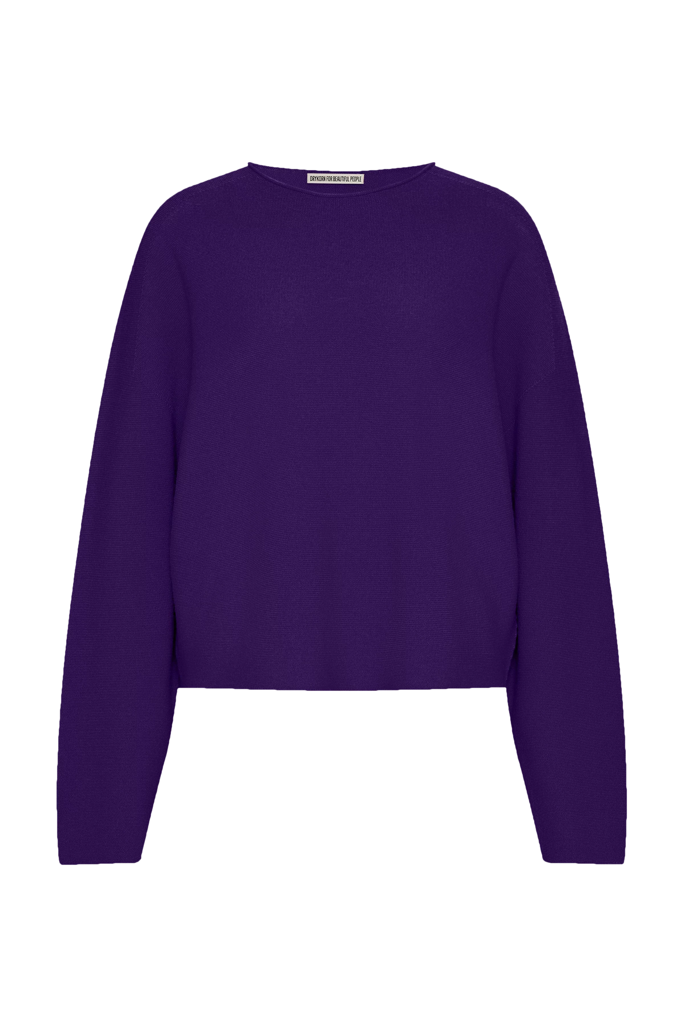 MEAMI - Verkürzter Egg-Shape Pullover in Merinowolle - Damen - lila - Freisteller Frontansicht