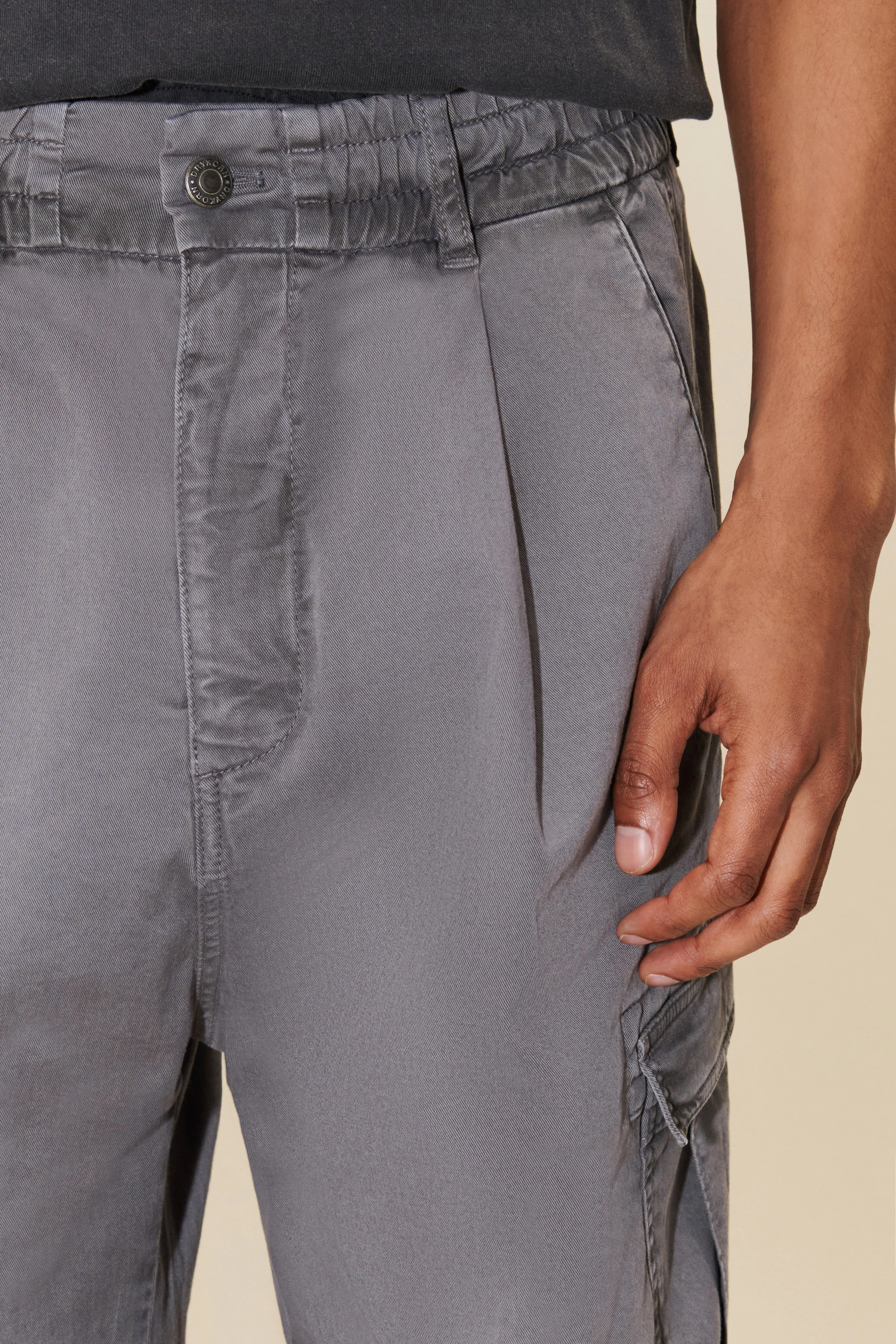 LIGRO - Utility pants with pleats in elastic cotton - men - grey - Seitenansicht