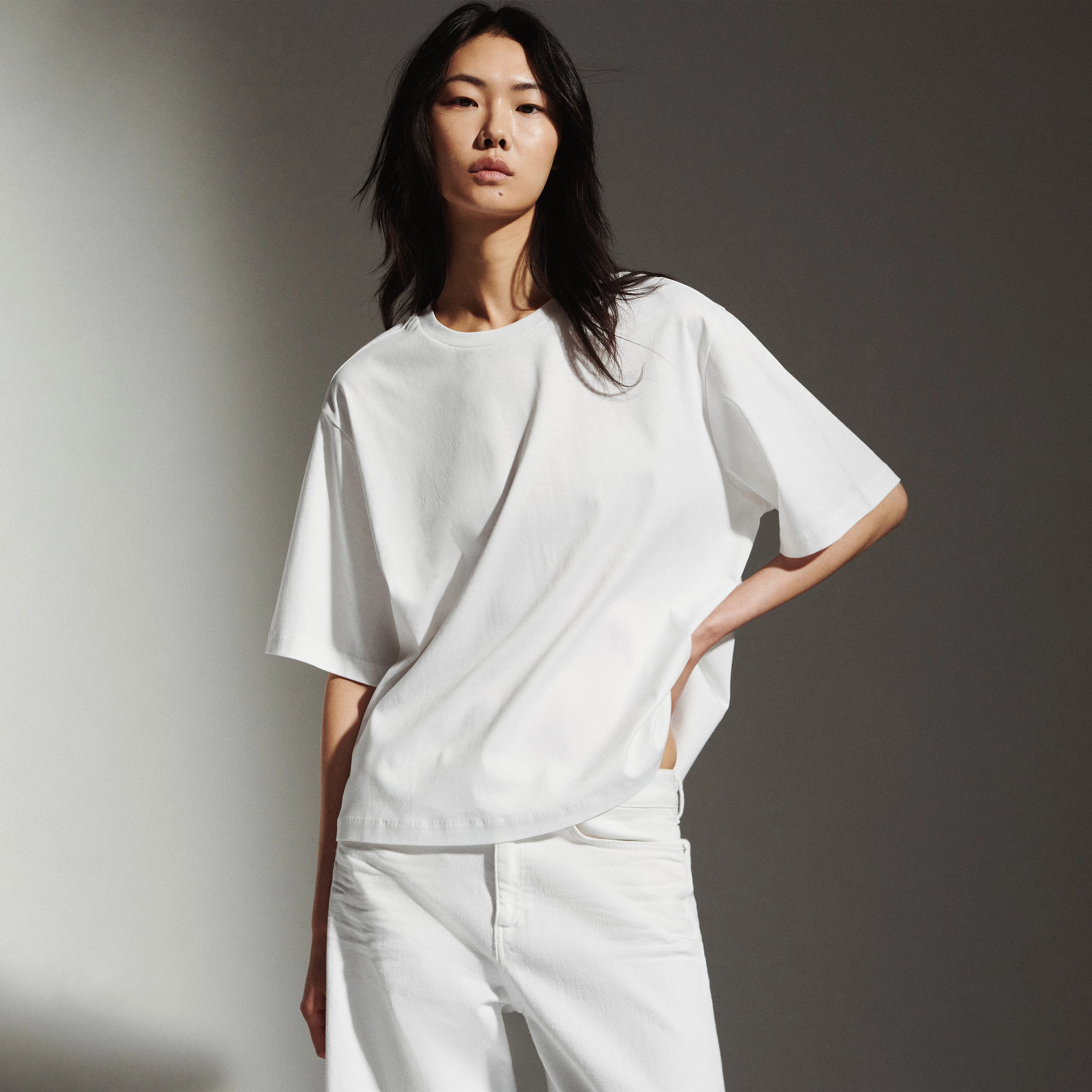 PINARA - Boxy oversized T-shirt in pure cotton - women - white