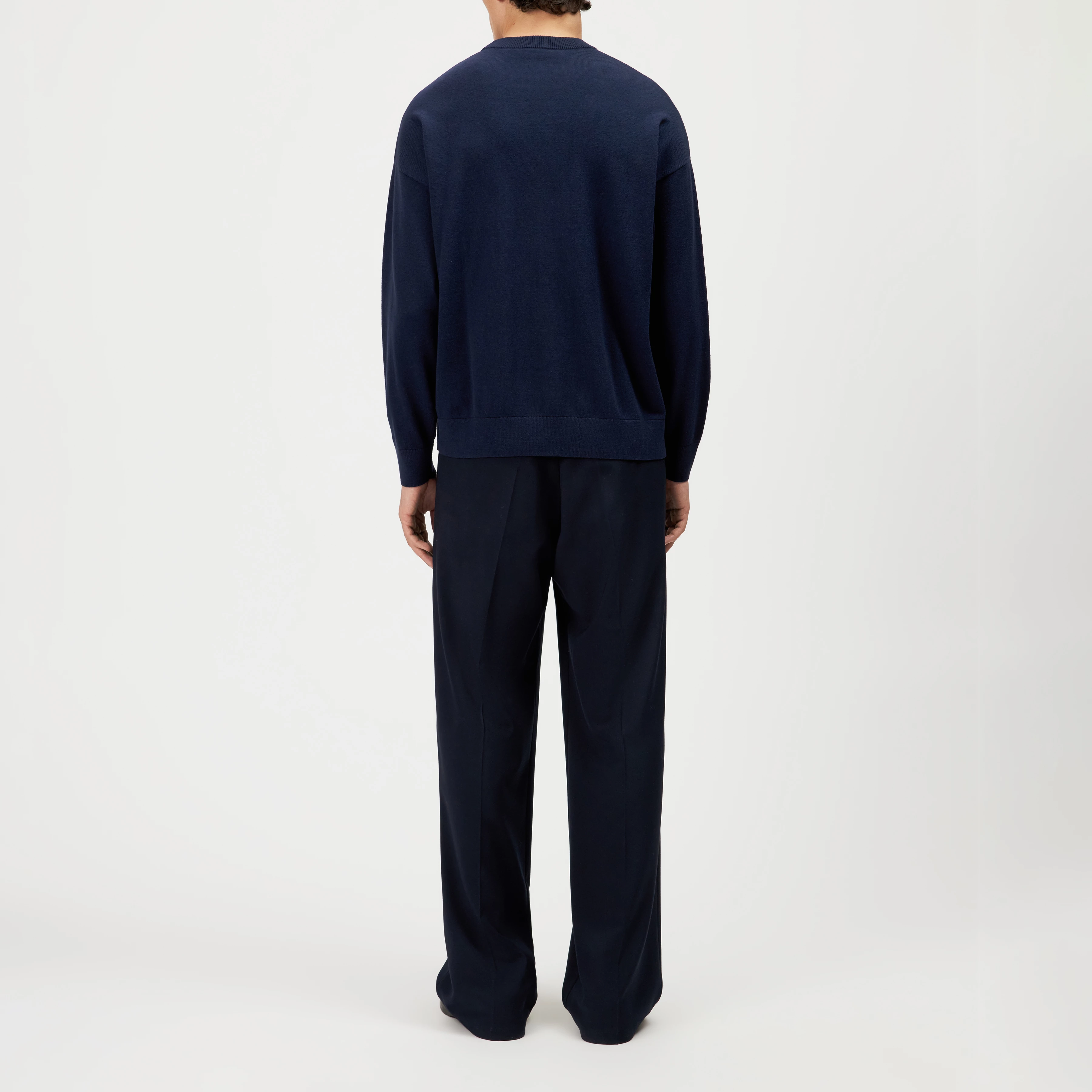 VALDRIK - Ronde hals trui in boxy fit - heren - blauw - Rückansicht