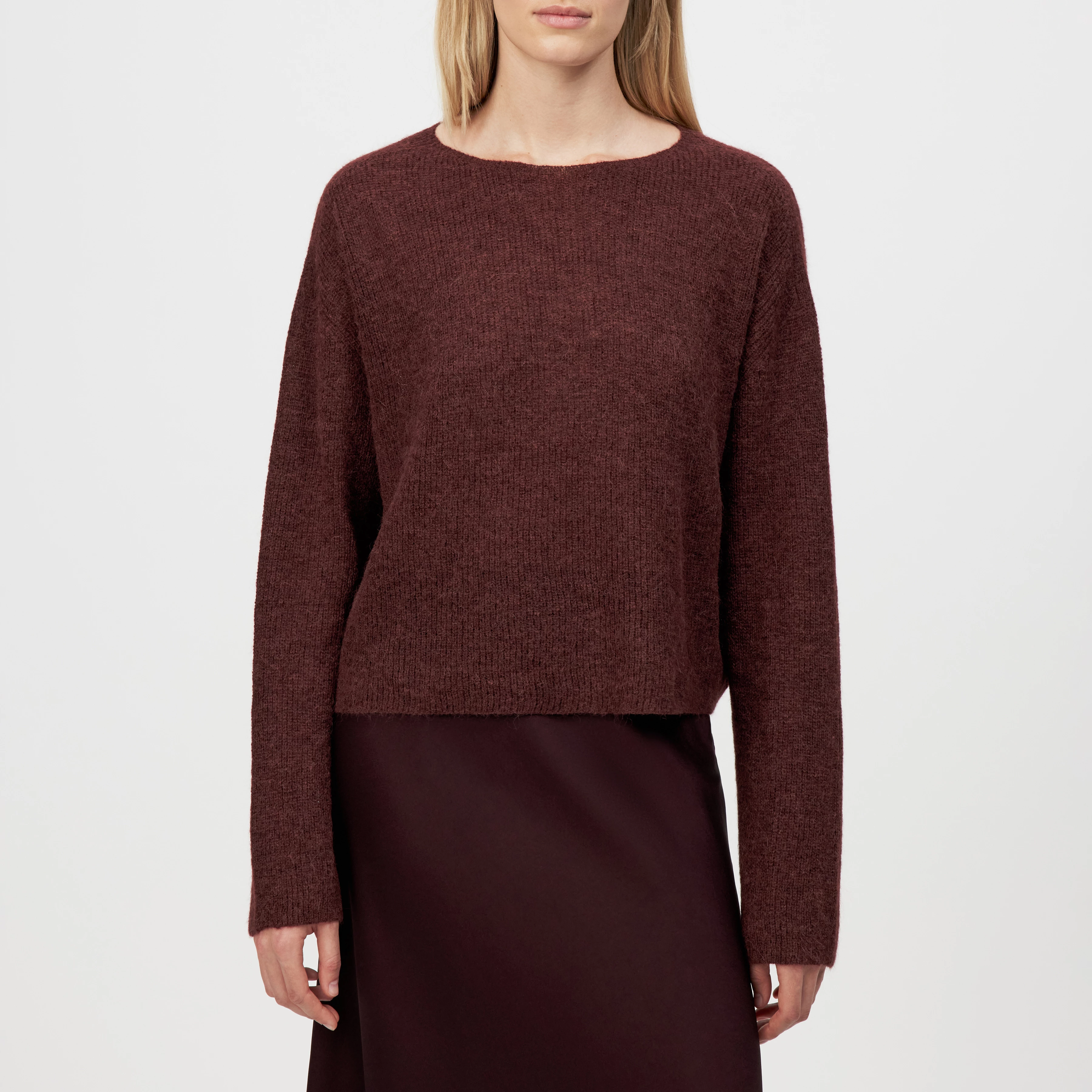 IMENY - Verkürzter Pullover in luxuriösem Suri Alpaka-Mix - Damen - rot - Frontansicht