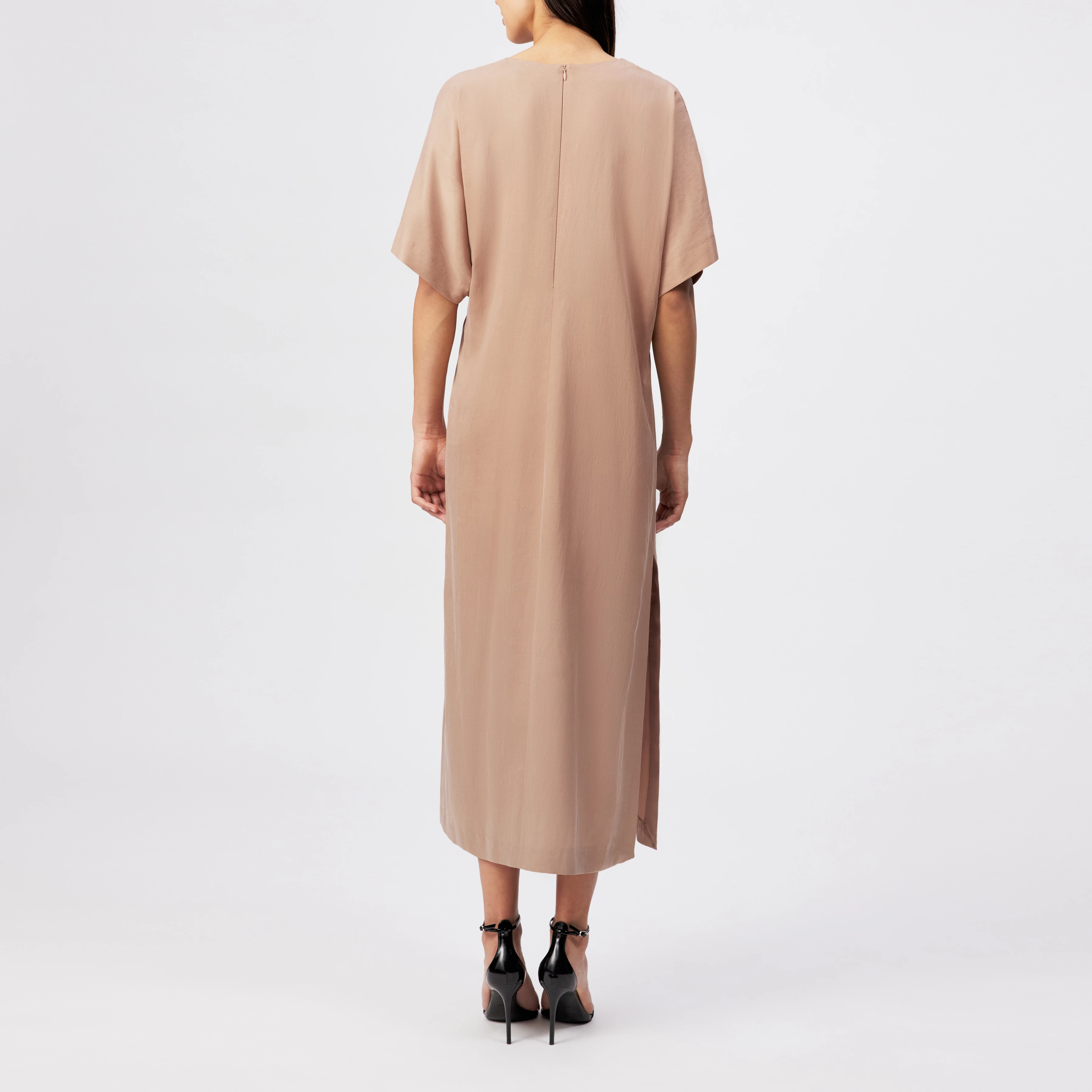INDAH - Casual cupro-cotton blend dress - women - orange - Rückansicht