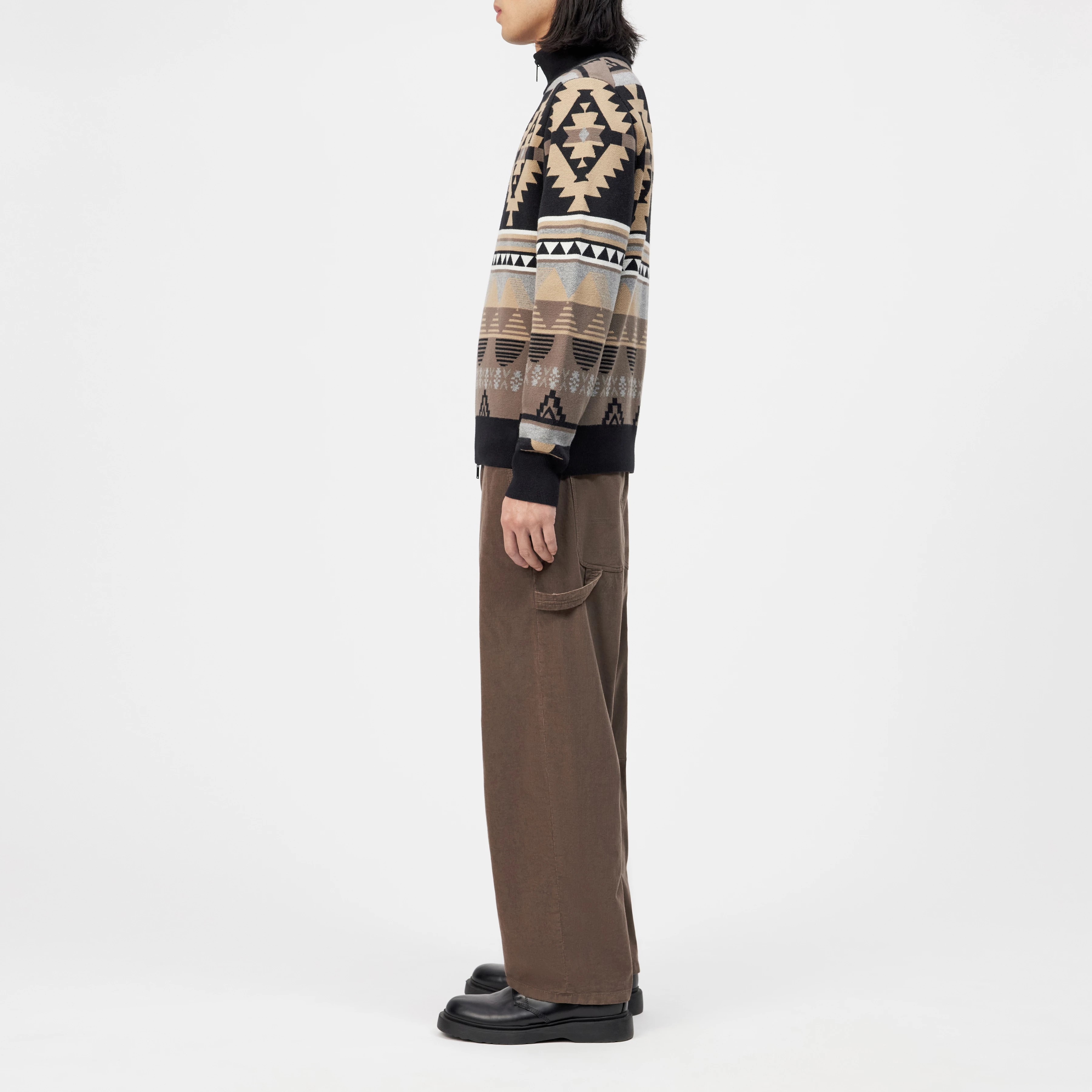 ANTONIO - Strickjacke in Jacquard - Herren - schwarz - Seitenansicht