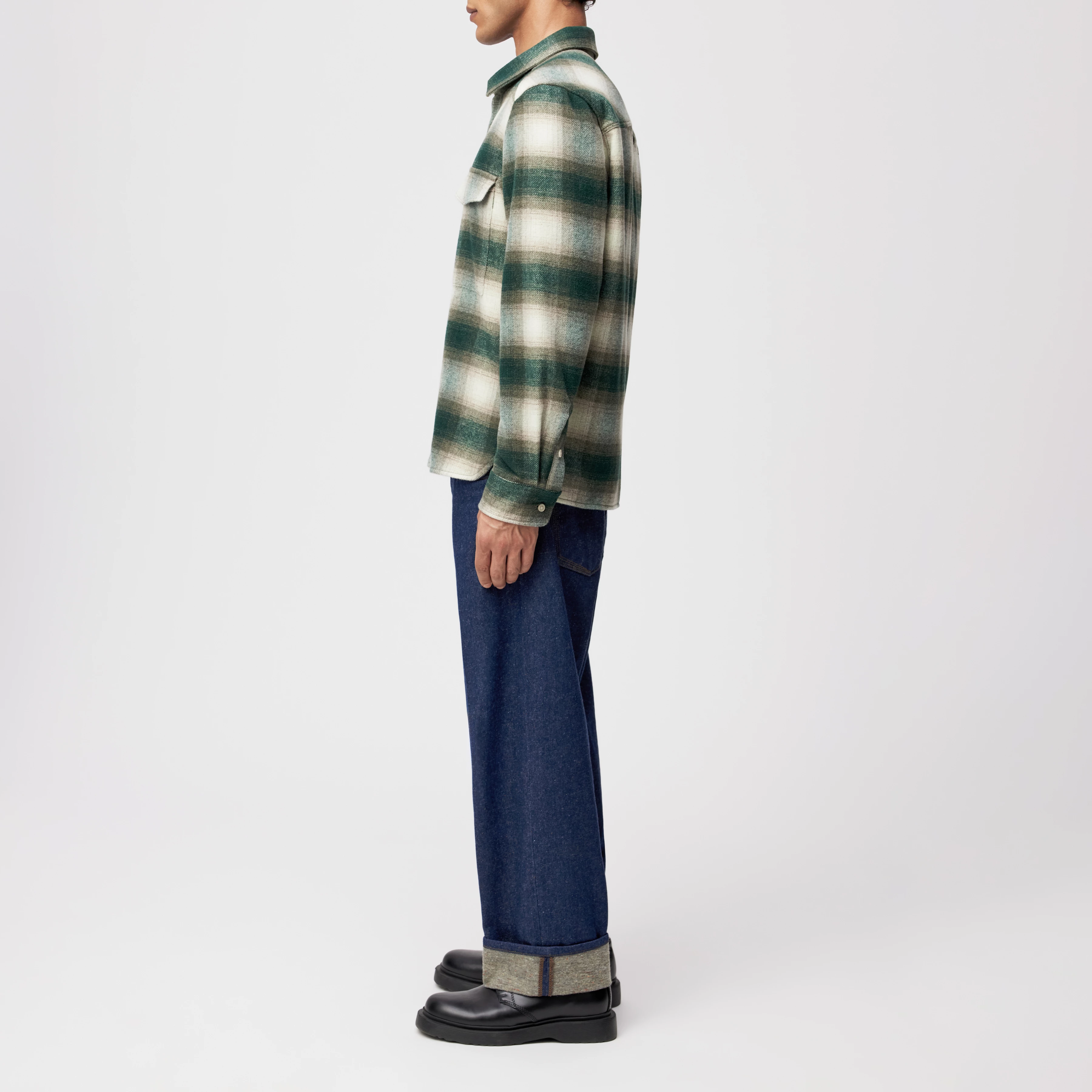 GUNRAY - Relaxed Fit Overshirt in Flanell mit Karo - Herren - grün - Seitenansicht