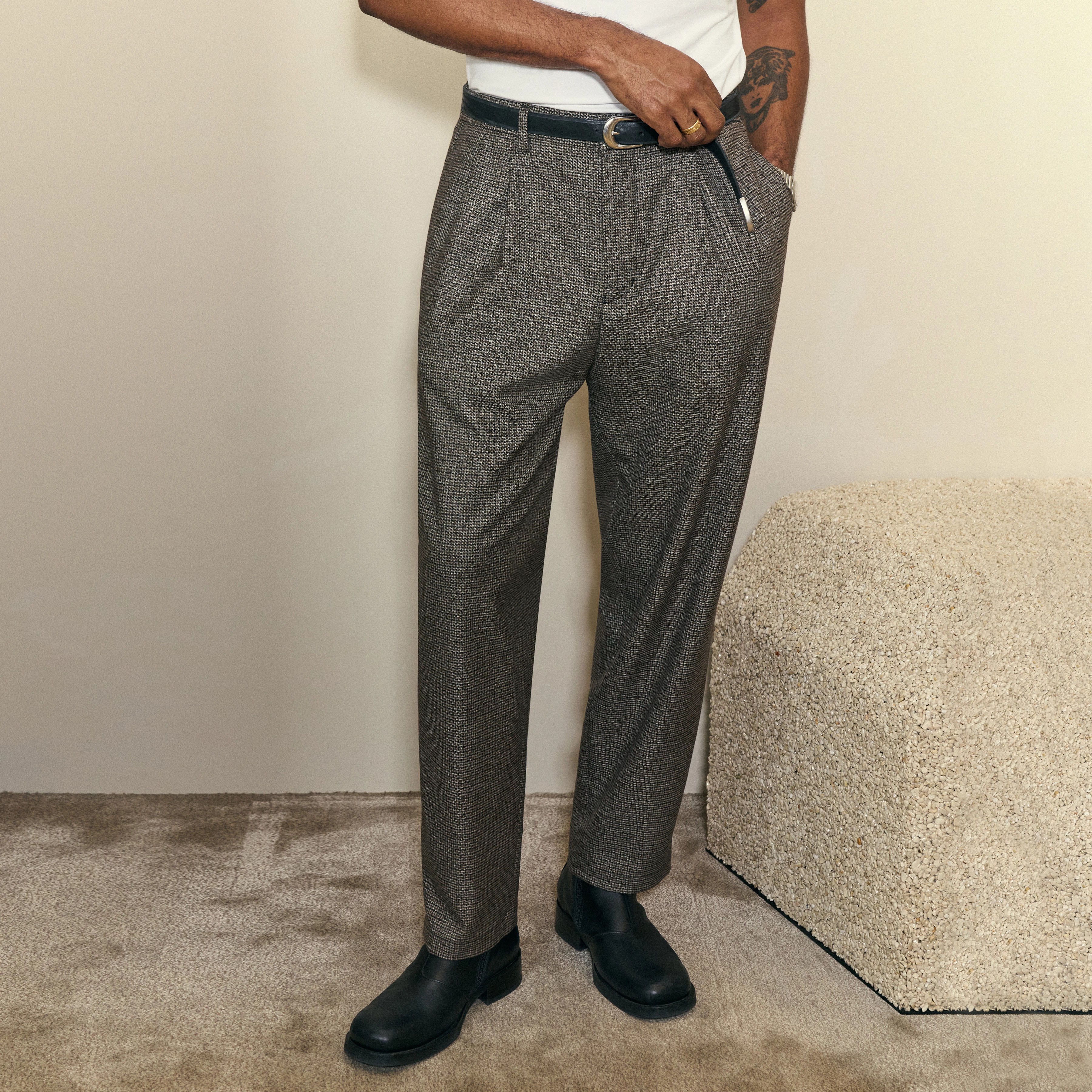 MARYKO - Tailored Trousers in Check - men - brown