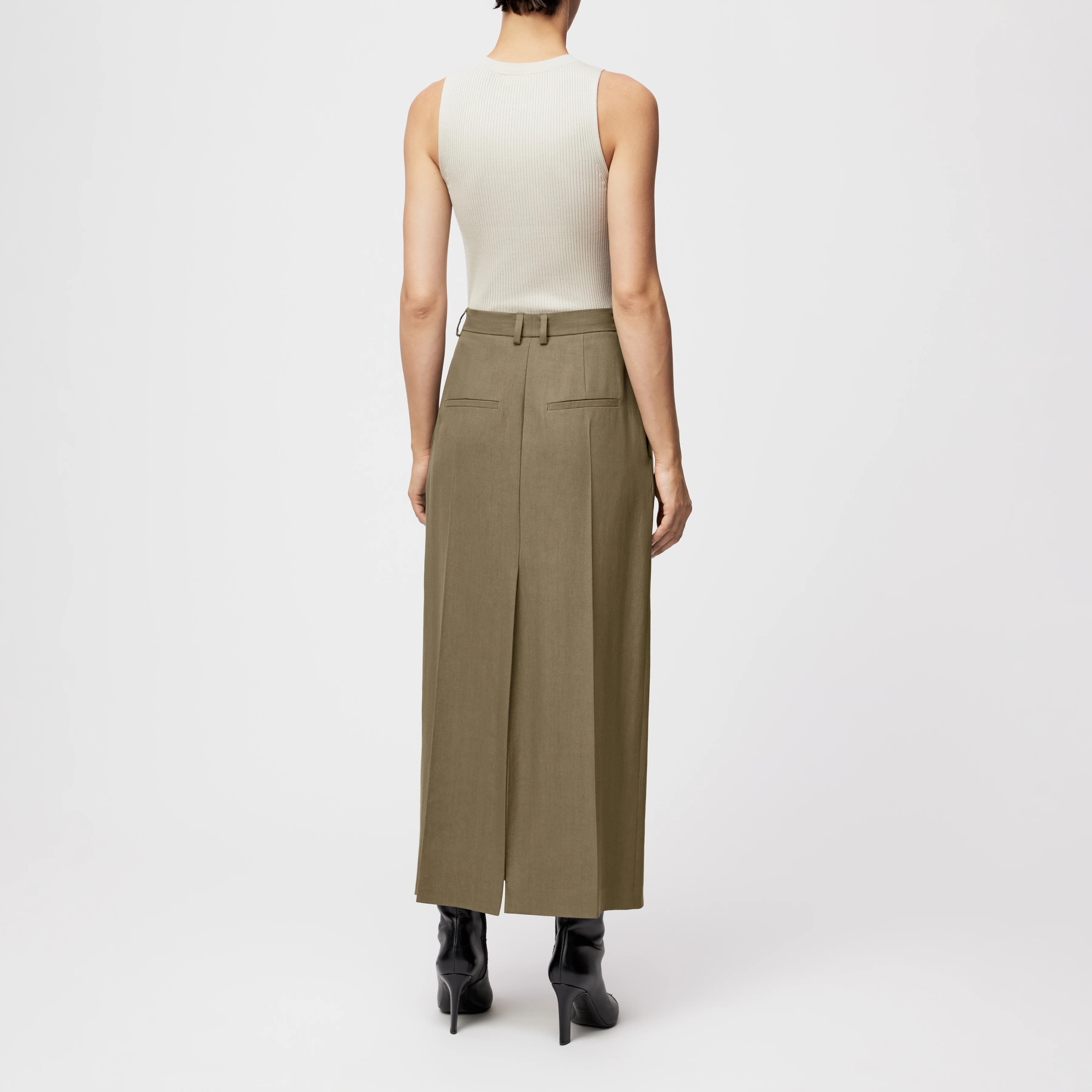 CORALINE - Rock mit Bundfalten in Twill - Damen - grün - Rückansicht