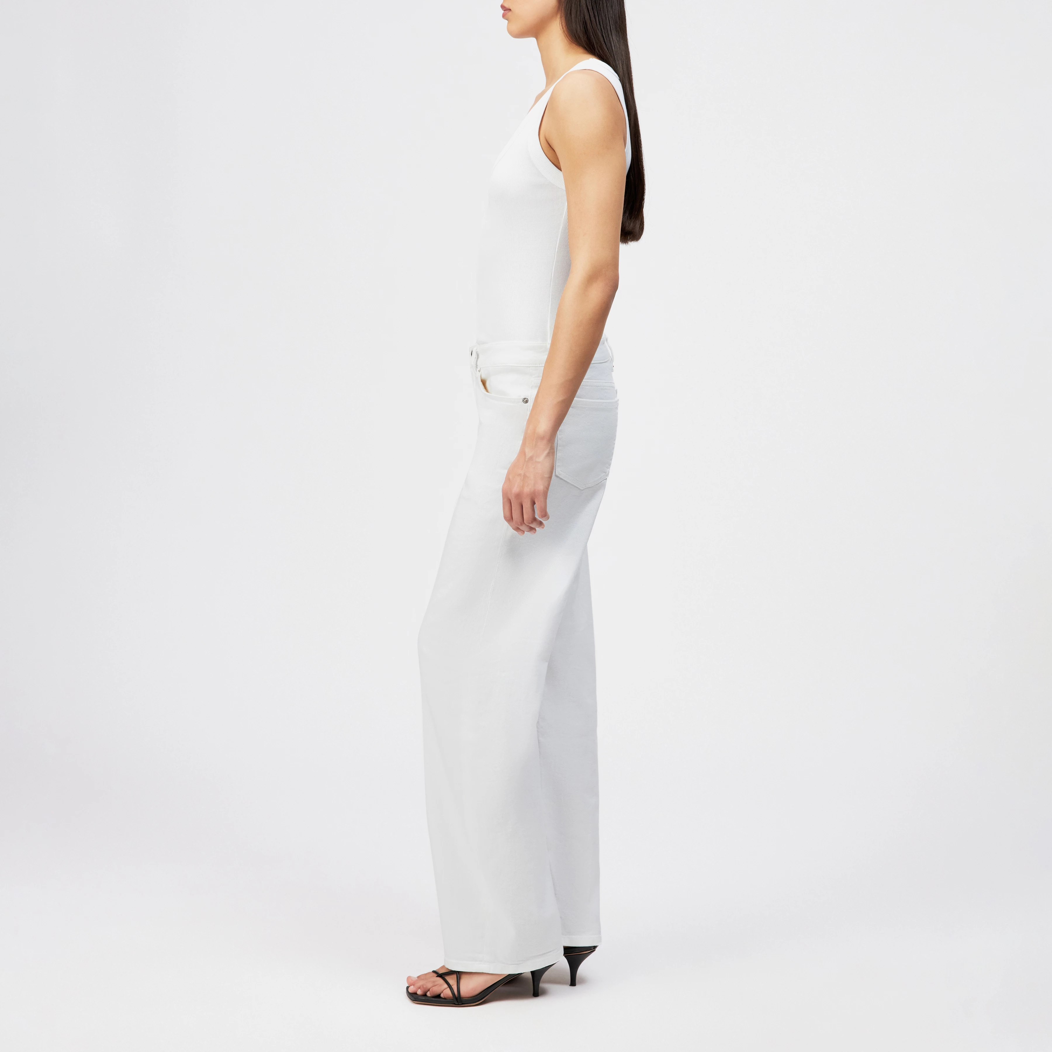 TAVIRA - Geribd tanktop met vrouwelijke ronde hals - dames - wit - Seitenansicht