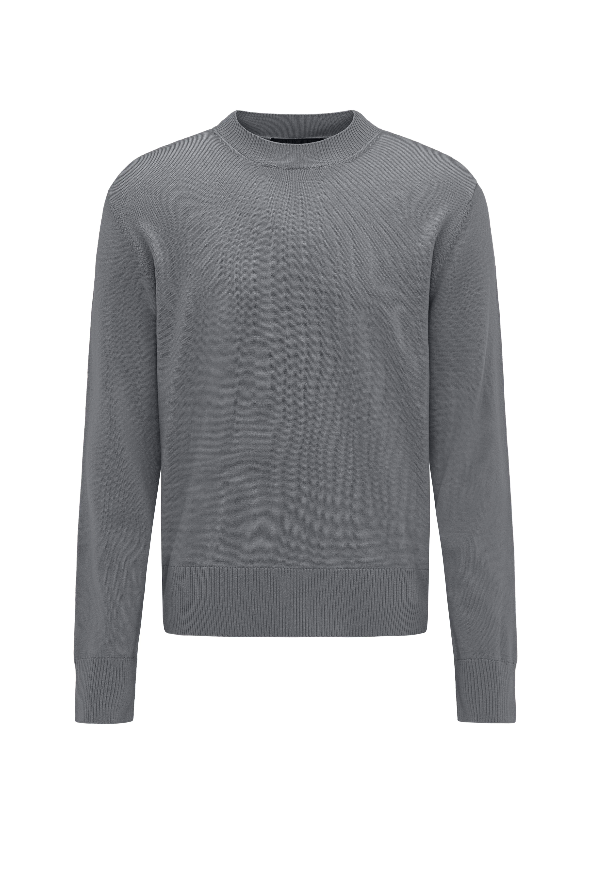 VINCENT - Trøje med rund hals i merinould - men - grå - Freisteller Frontansicht