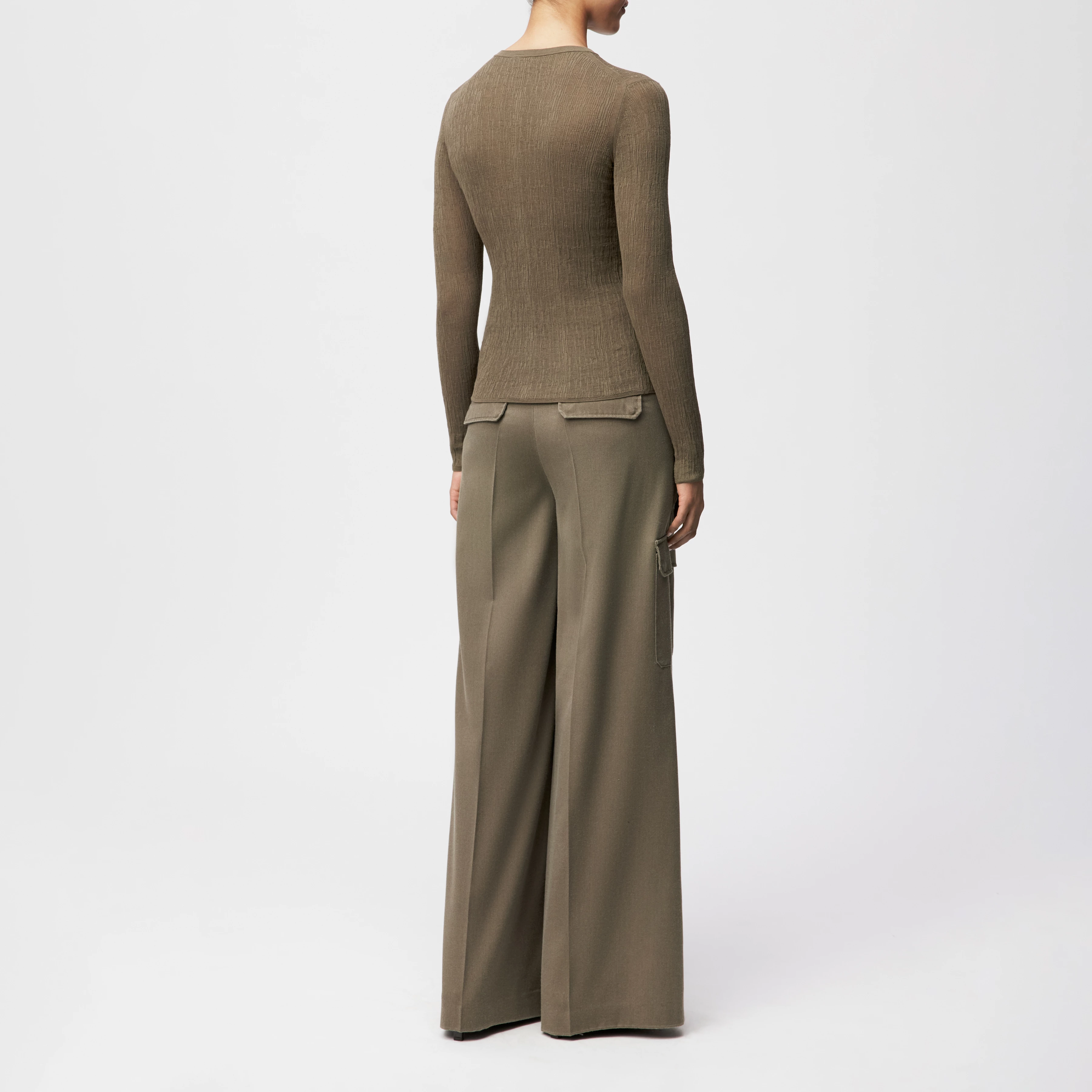 ERMA - Longsleeve mit Rundhals in mercerisierter Baumwolle - Damen - grün - Rückansicht