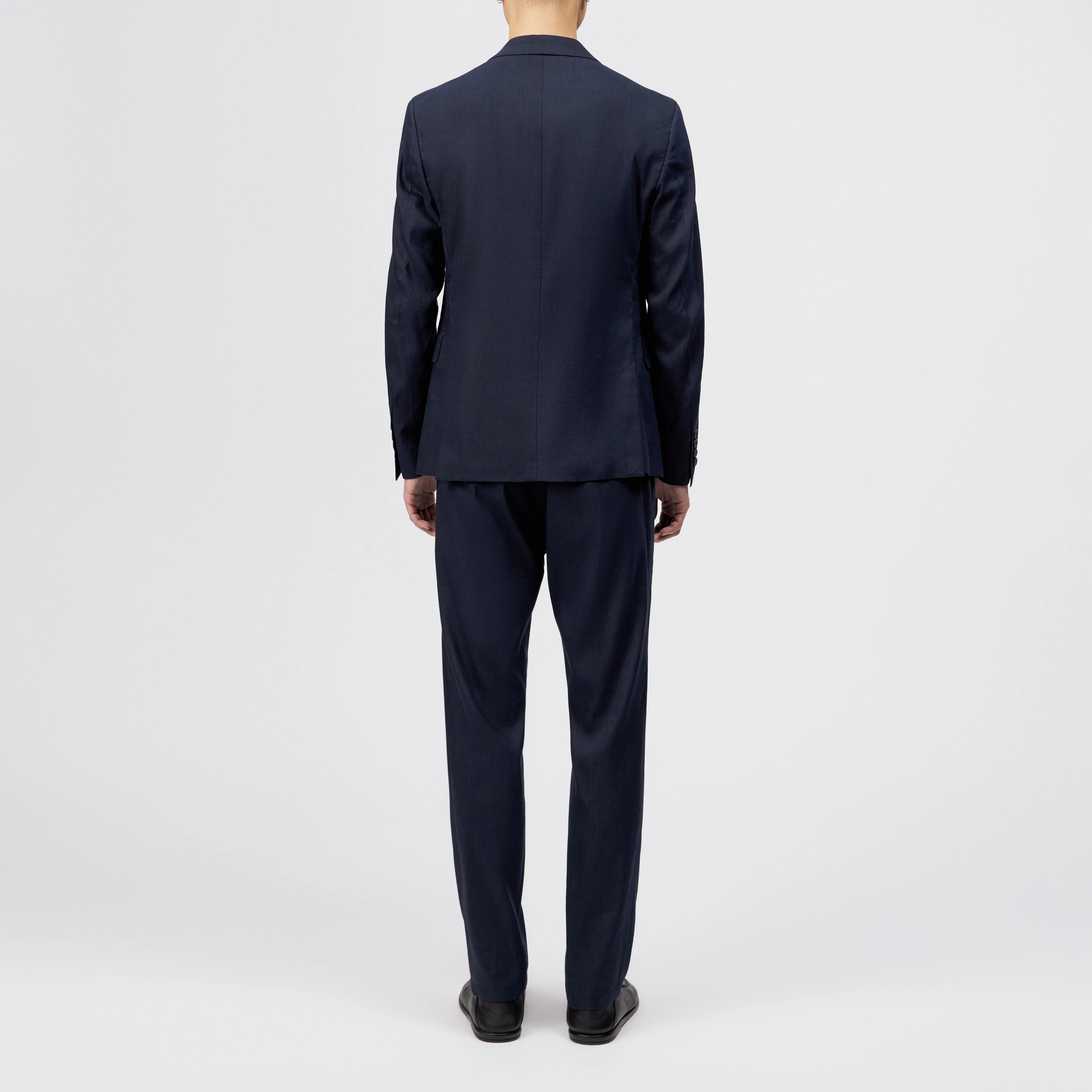 DEGER - Sweatpants with drawstring waist in blended linen - men - blue - Rückansicht