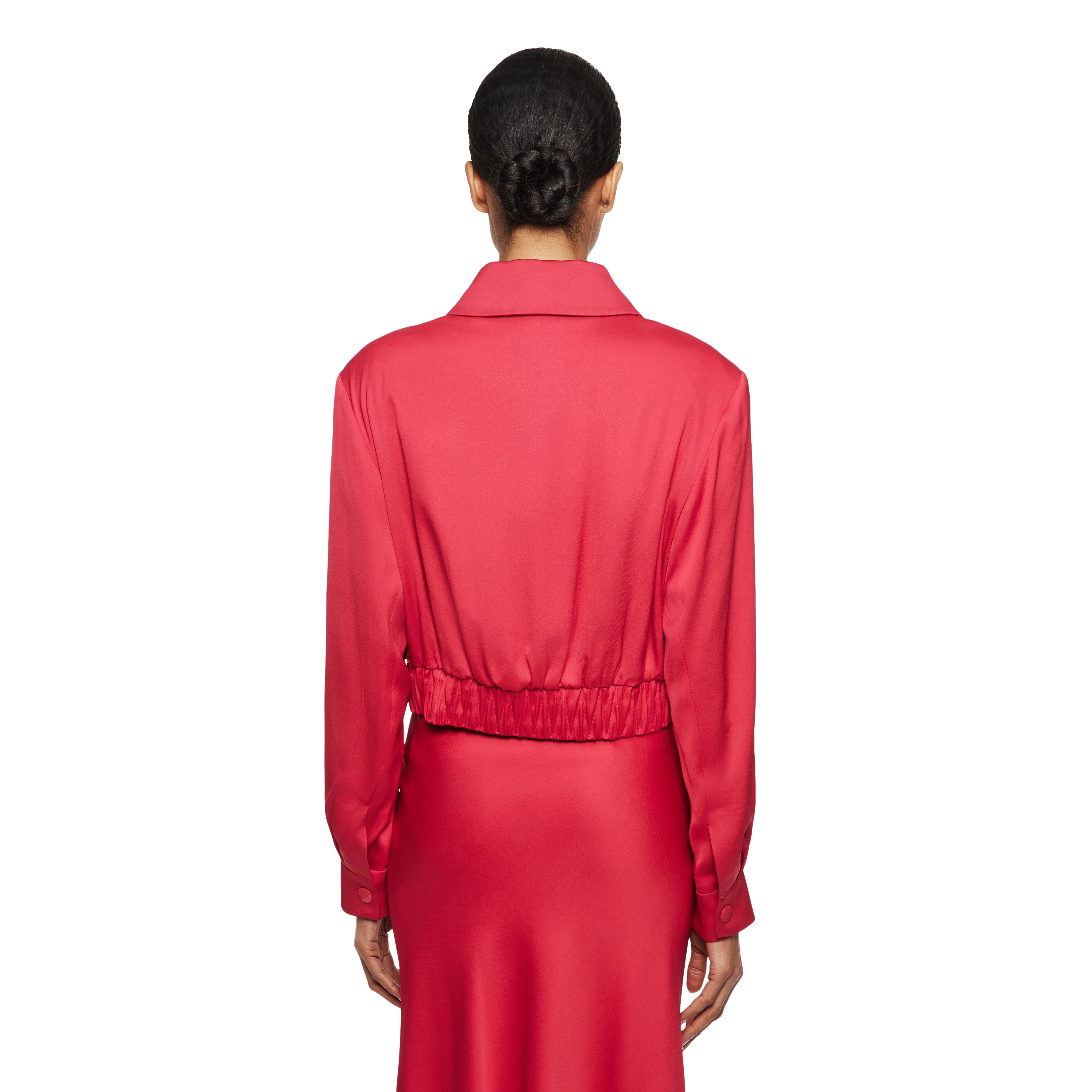 RADWAY - Blouson court en satin - women - rouge - Rückansicht