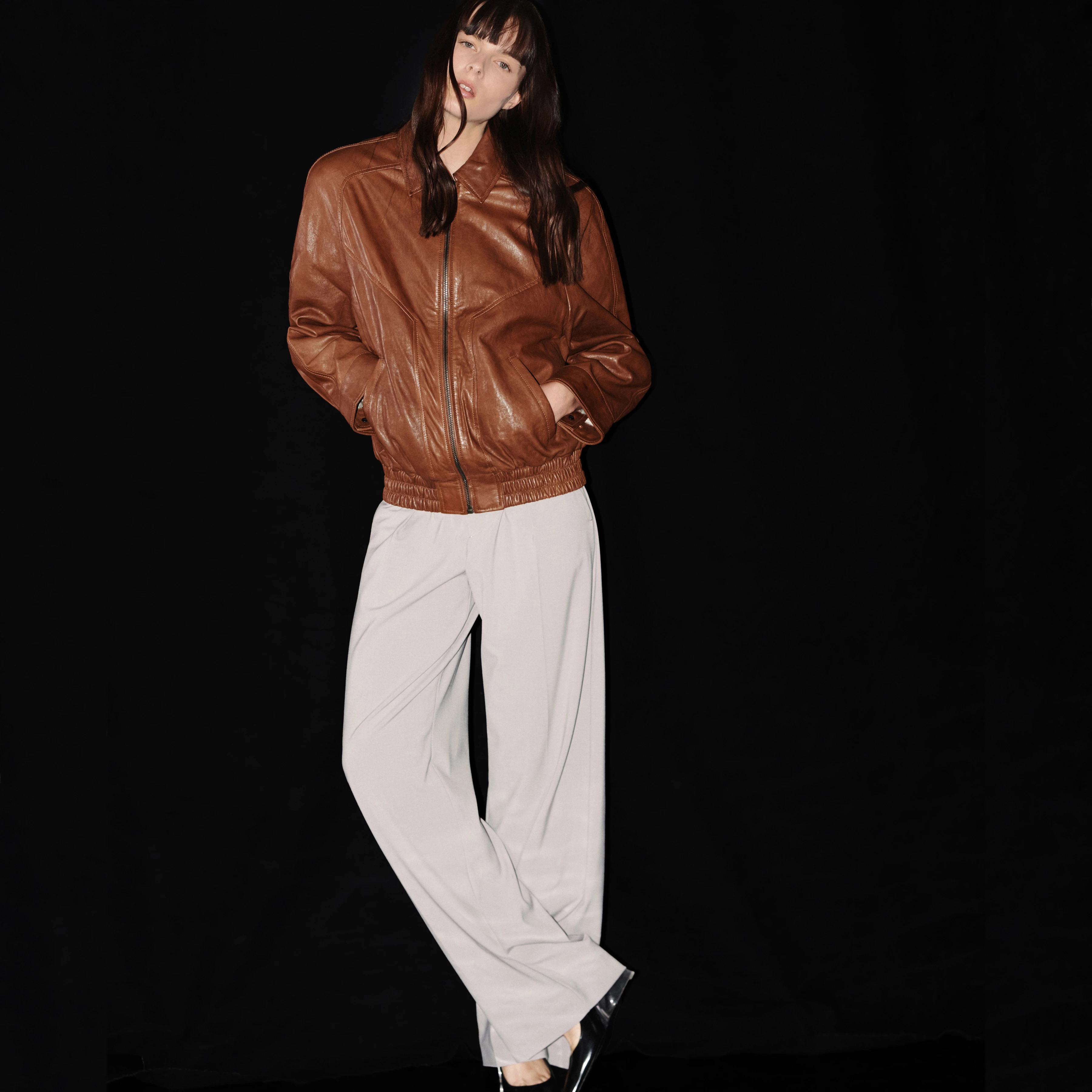 ADUCT - Tailored trousers with straight leg in gabardine - women - beige
