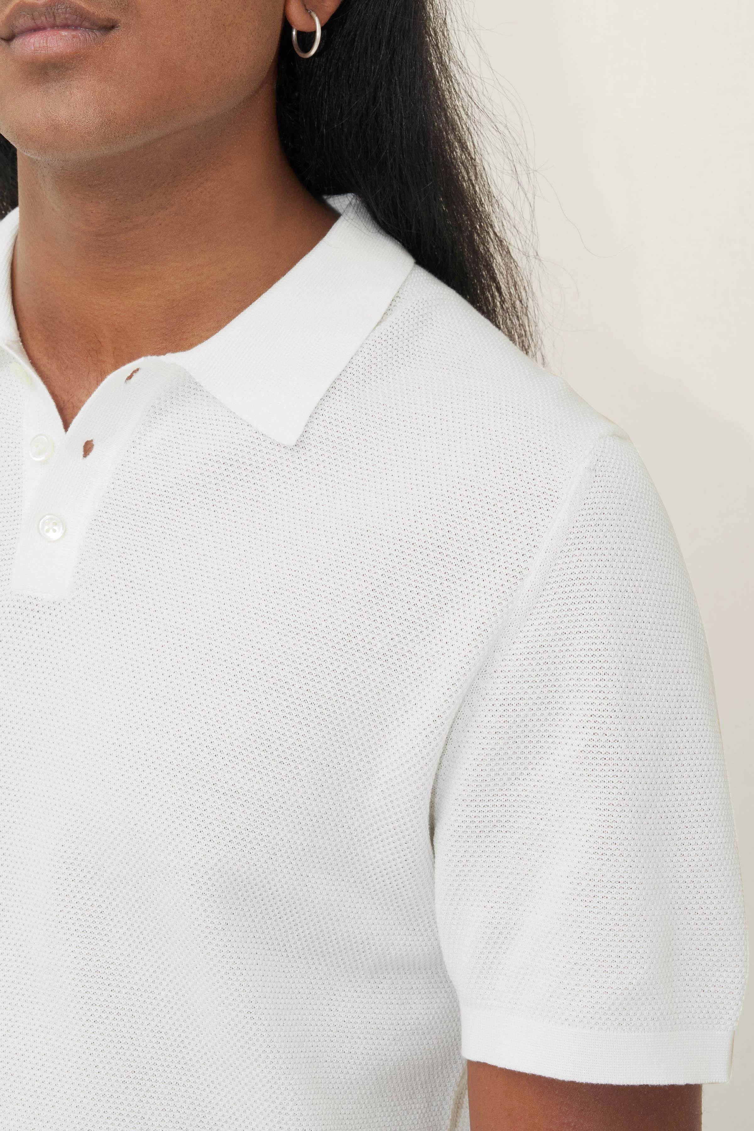 TRITON - Polo en tricot jacquard - men - blanc - Seitenansicht