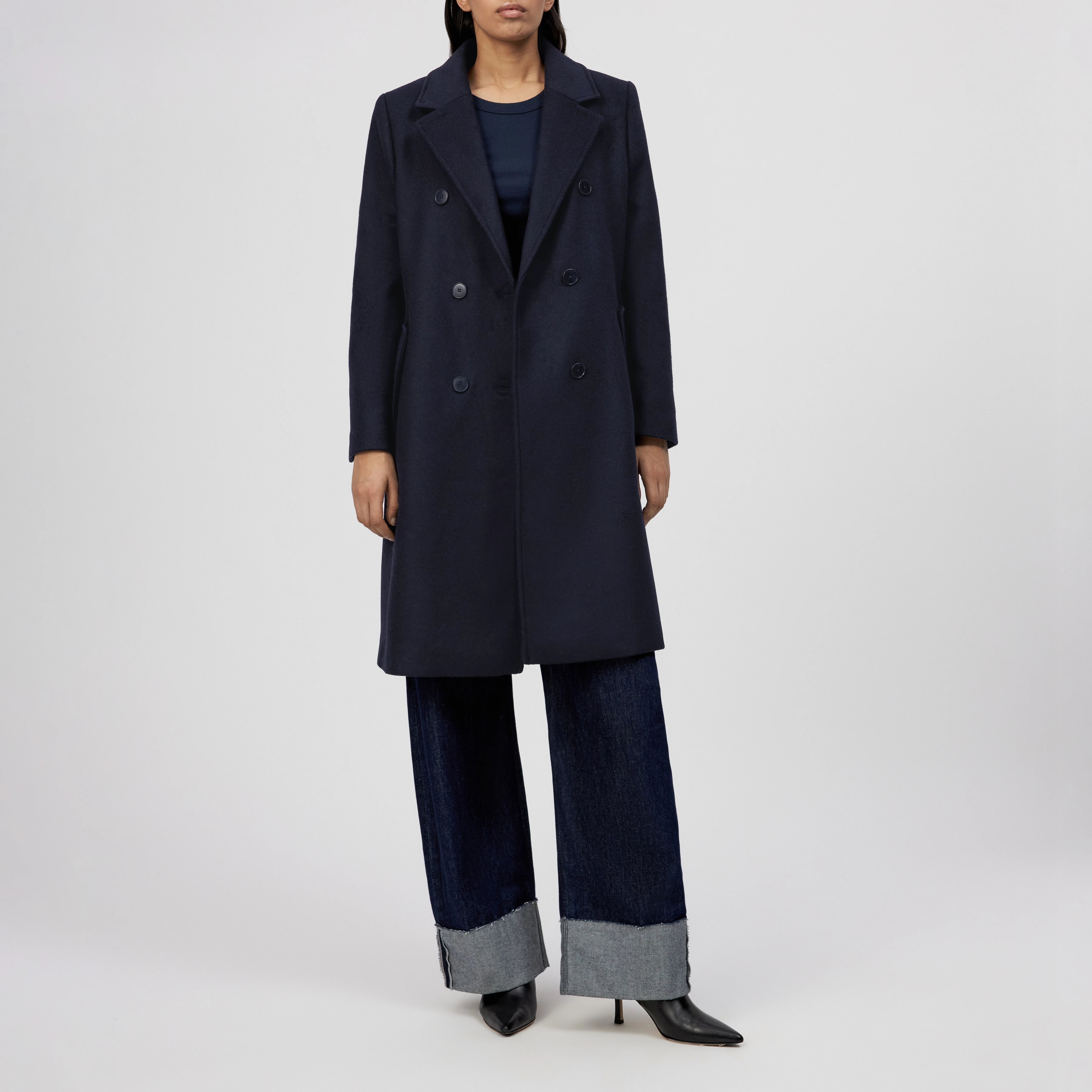 BRAMCOTE - Klassischer Blazermantel in Flanell - Damen - blau - Ganzkörper-Frontansicht