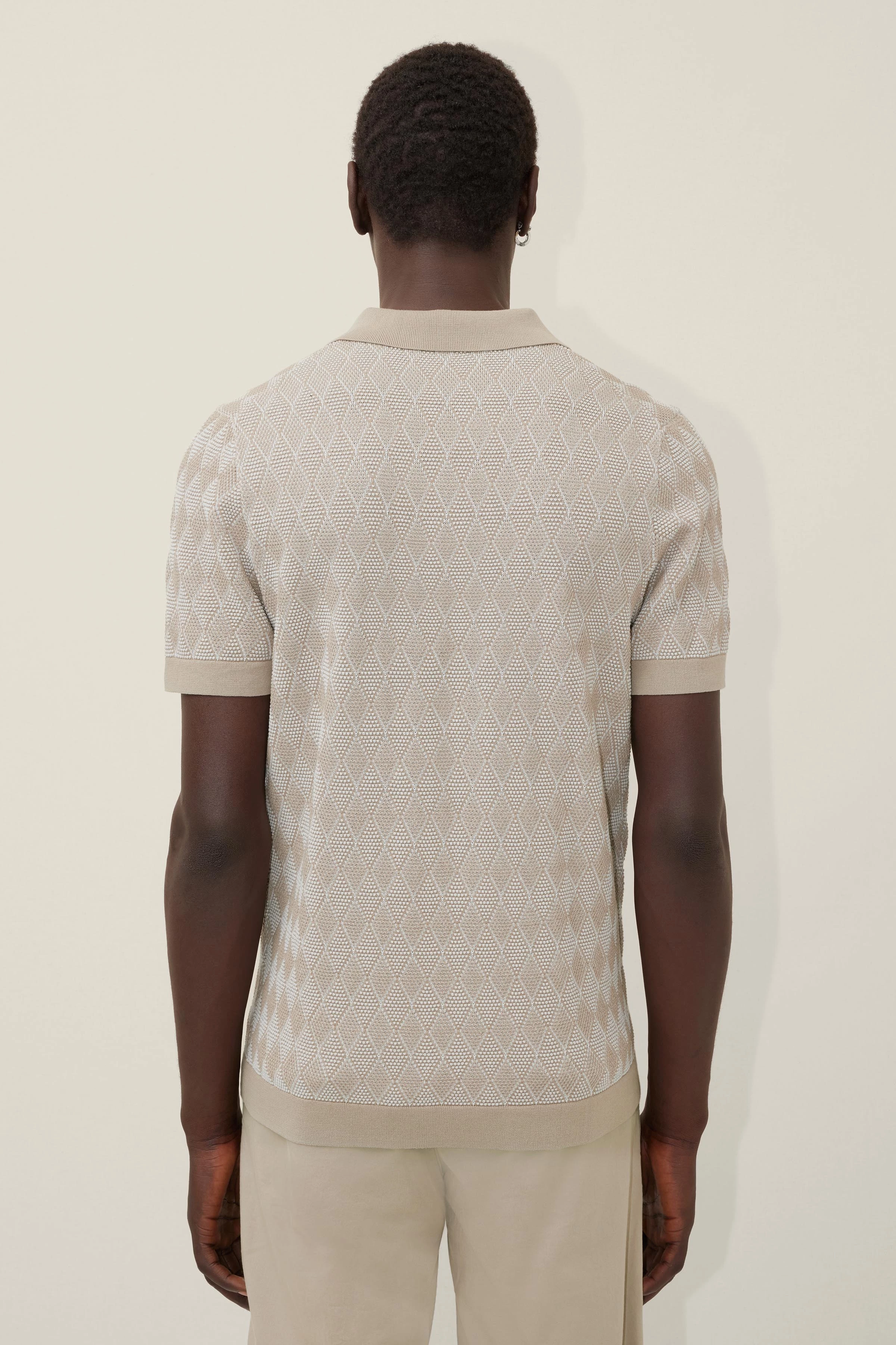 BRAIAN - jaquard knit polo - men - brown - Rückansicht