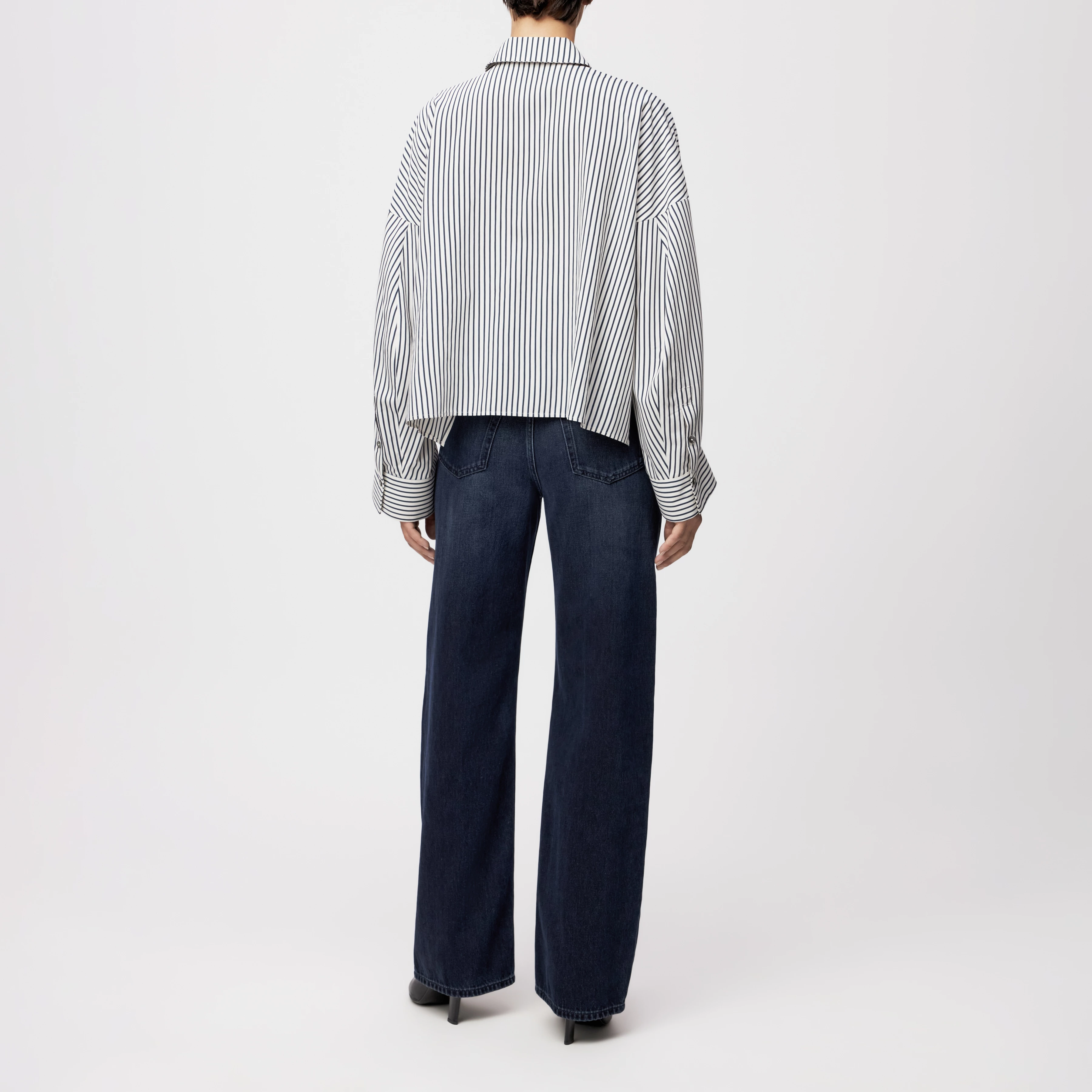 OSHIA - Oversized Hemdbluse in Viskose-Mix - Damen - blau - Rückansicht