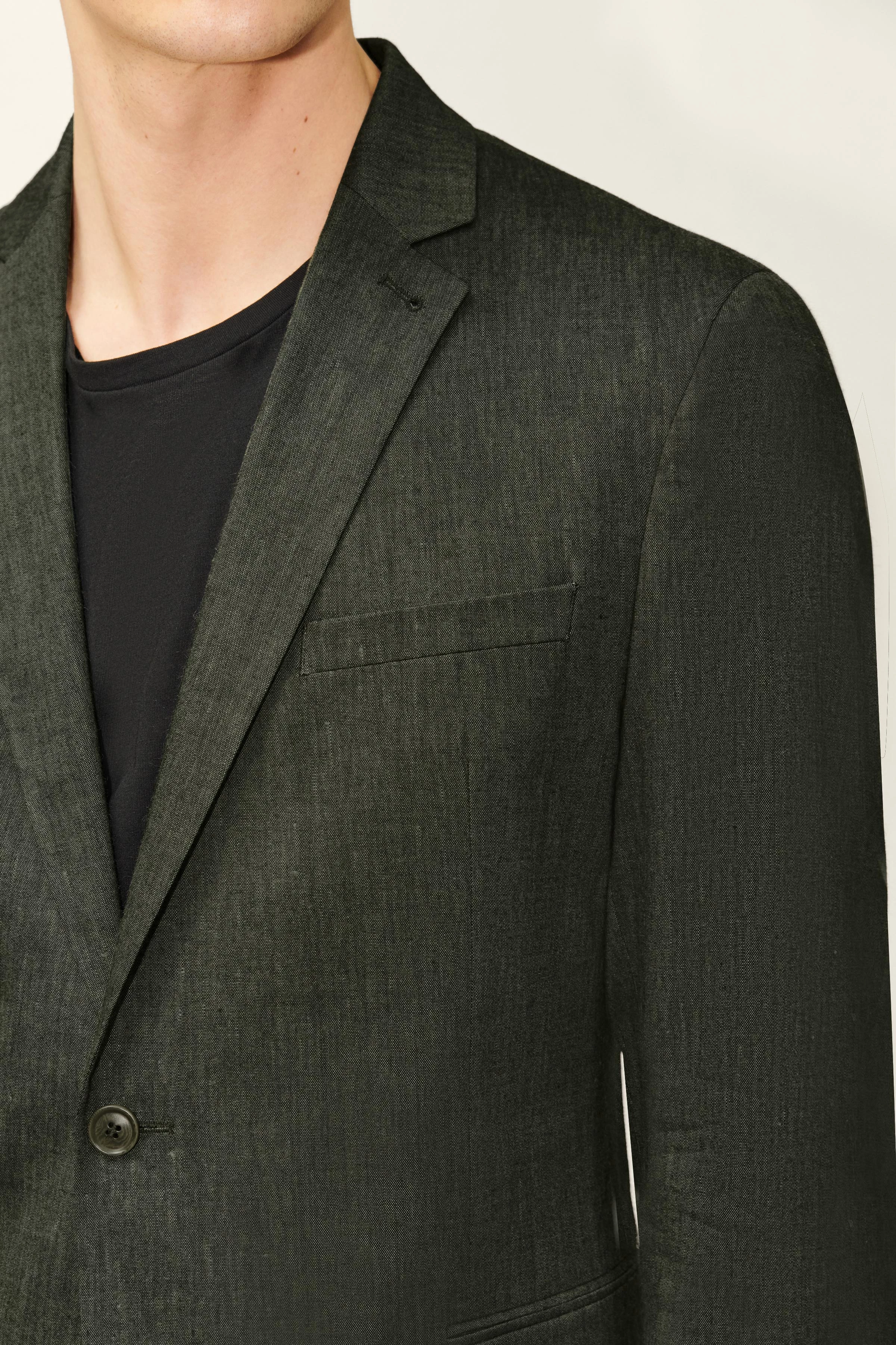 HORLEY - Slim Fit Sakko mit fallendem Revers in Leinen-Mix - Herren - grün - Seitenansicht