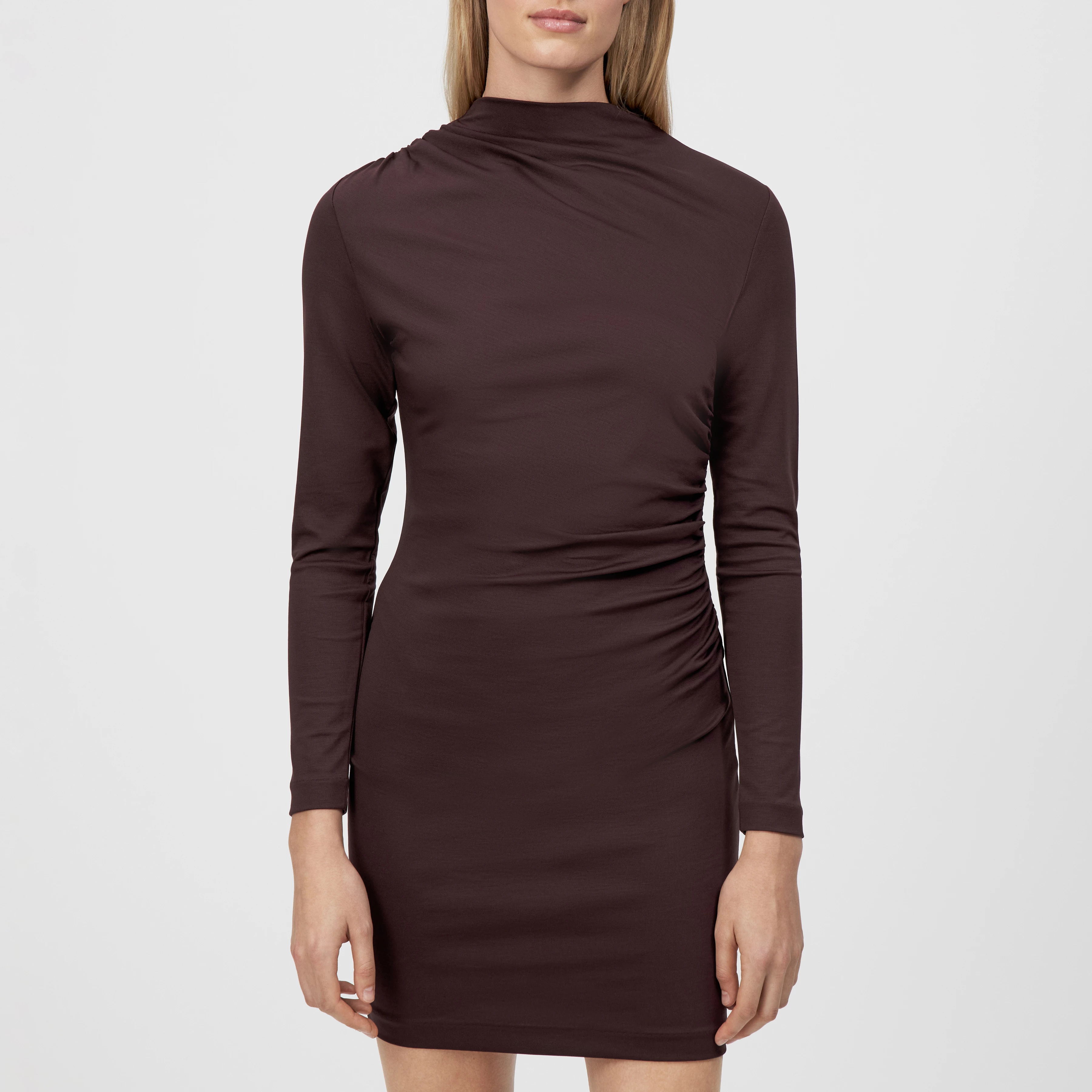 BEATREA - Kleid mit Stehkragen in Lyocell-Mix - Damen - rot - Frontansicht