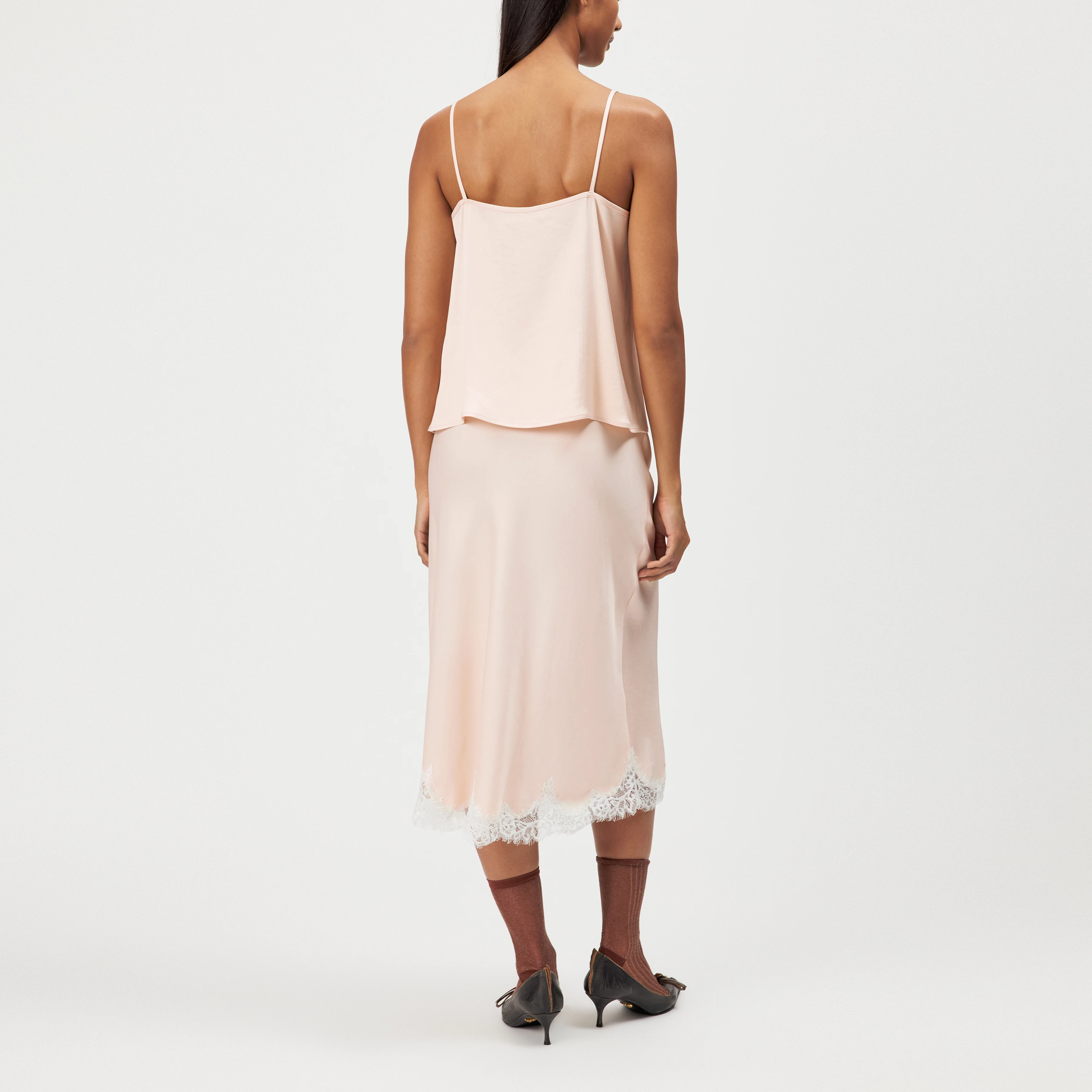 GIONA - V-neck camisole with lace insert - women - orange - Rückansicht