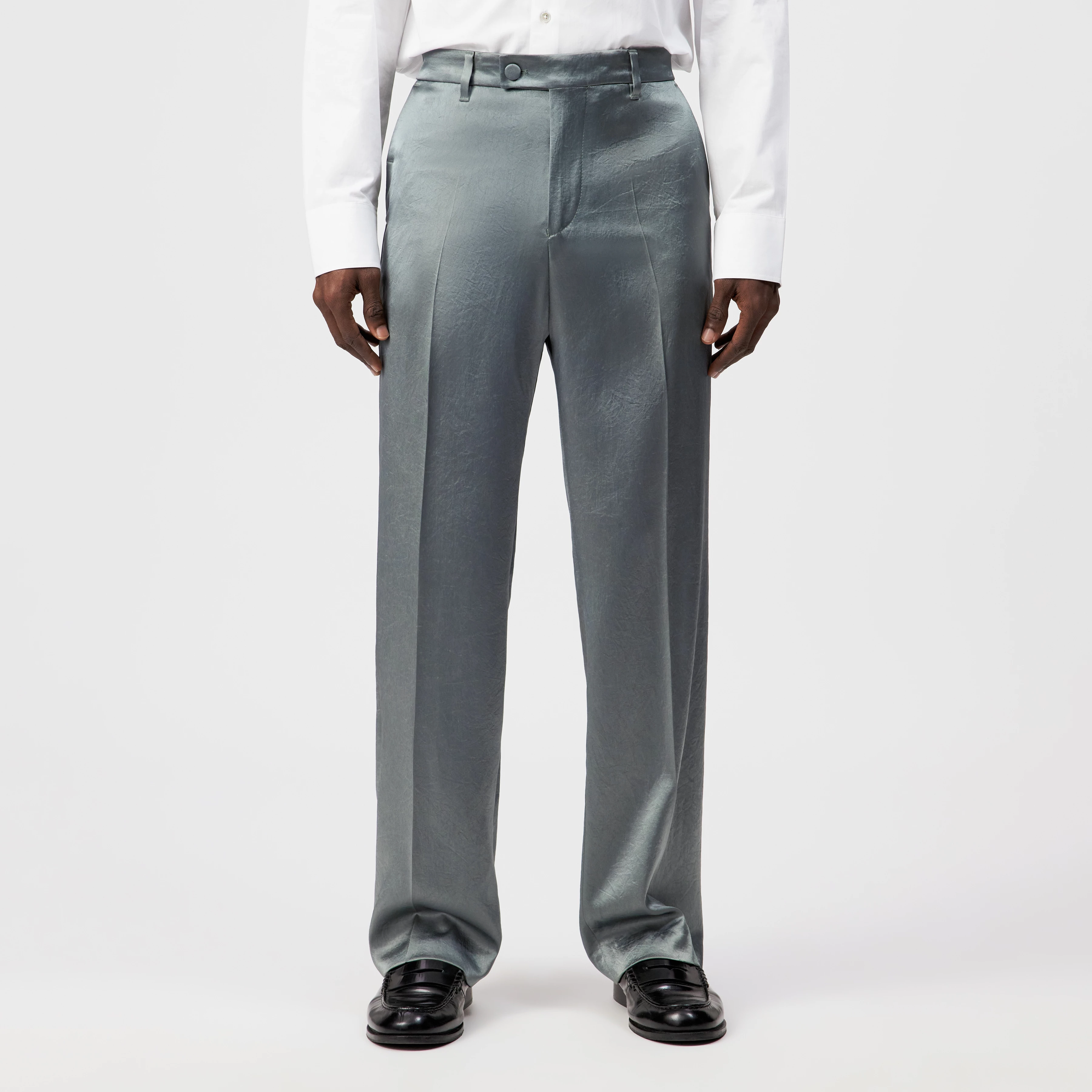 NOXEN - Klassiske bukser i satin - men - grøn - Frontansicht