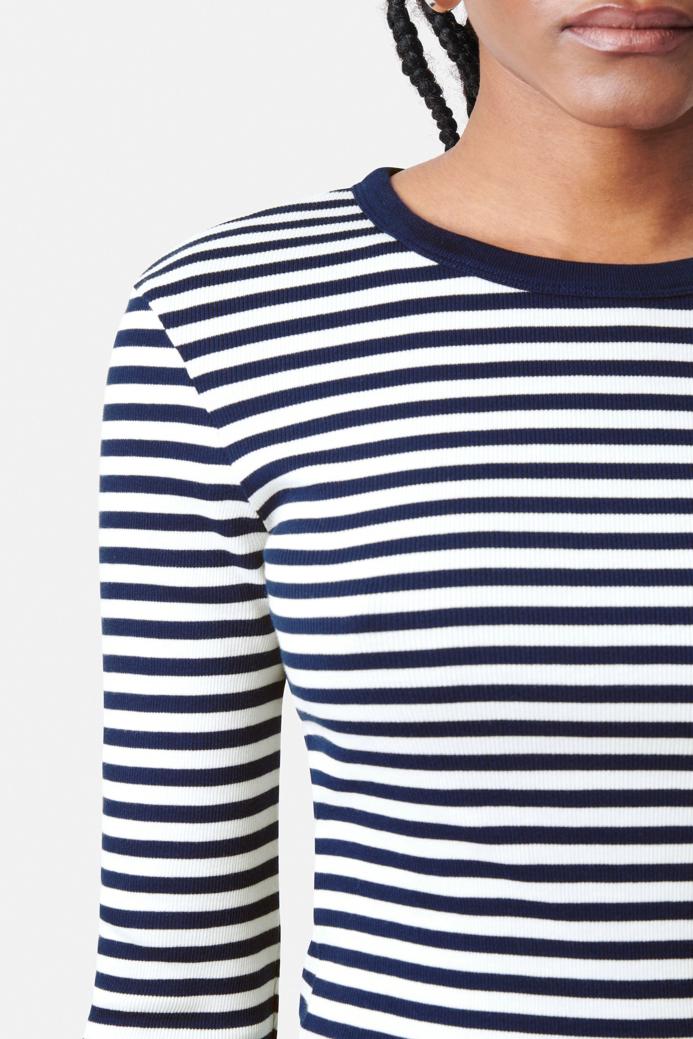 NURIT - T-shirt manches longues étroit en milleraies clair - women - bleu - Seitenansicht