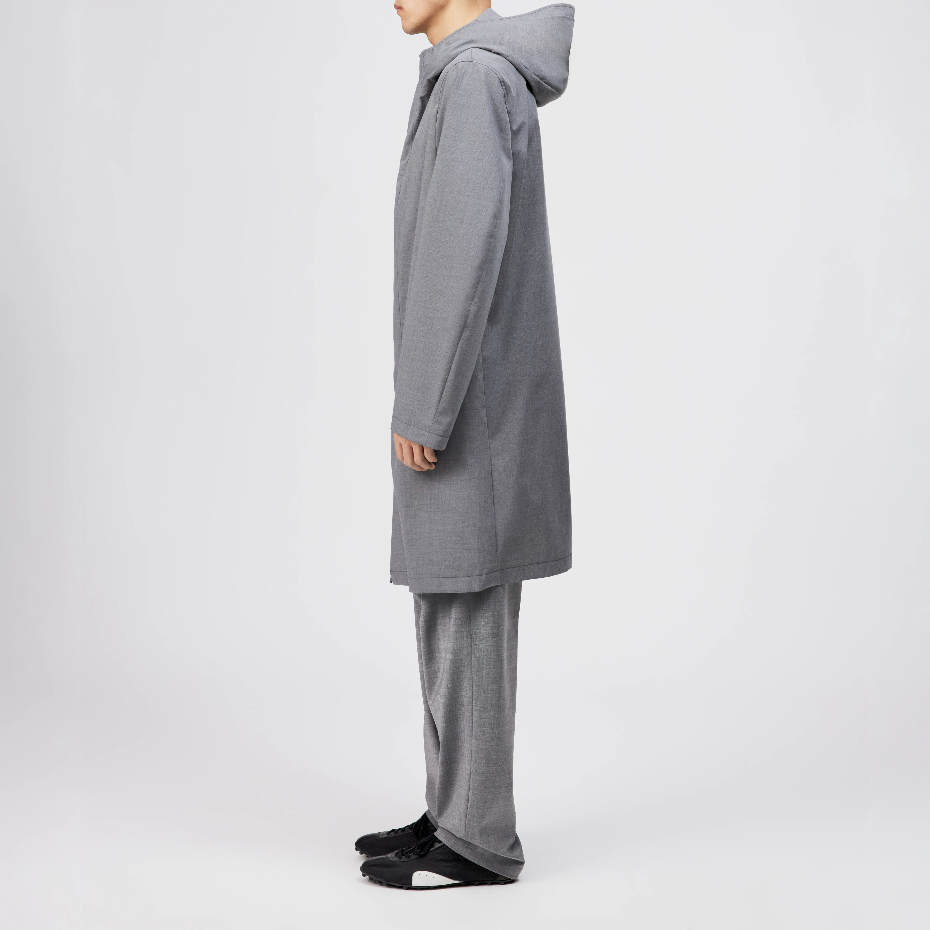 NAUKANO - Sporty coat with hood in techno-viscose - men - grey - Seitenansicht