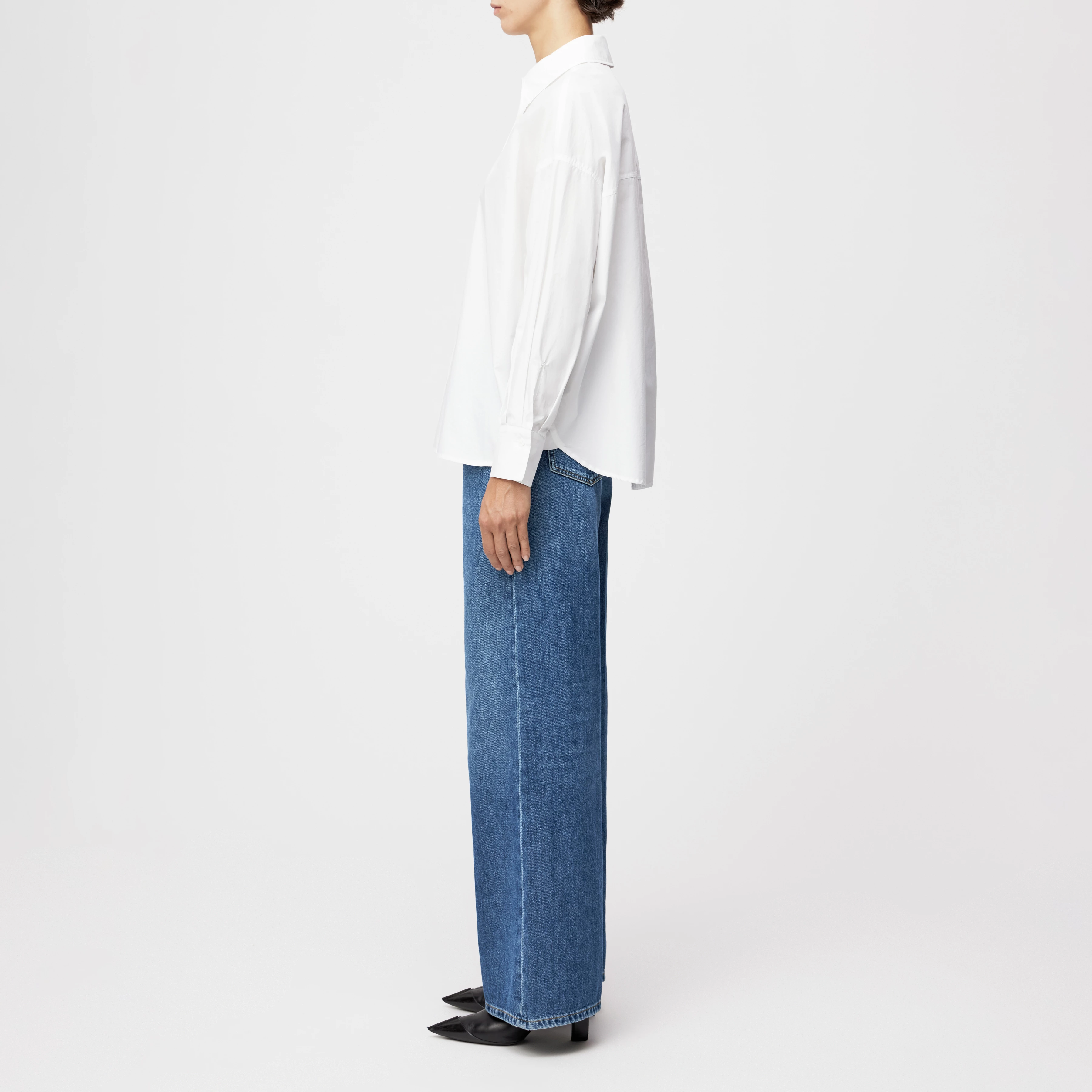 LYNDARA - Casual shirt blouse in poplin - women - white - Seitenansicht