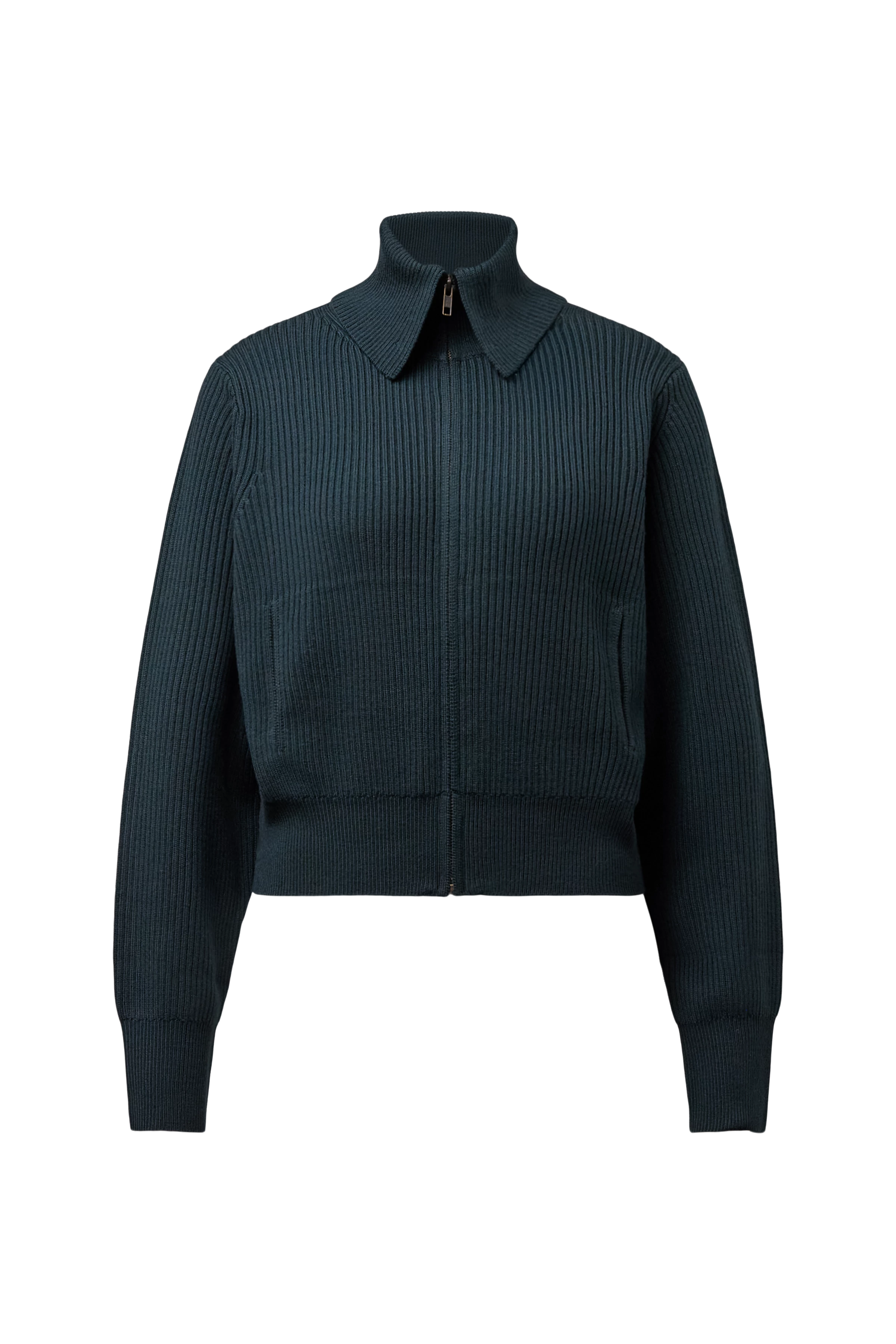 FIBIONE - Cropped ribbed cardigan - women - green - Freisteller Frontansicht