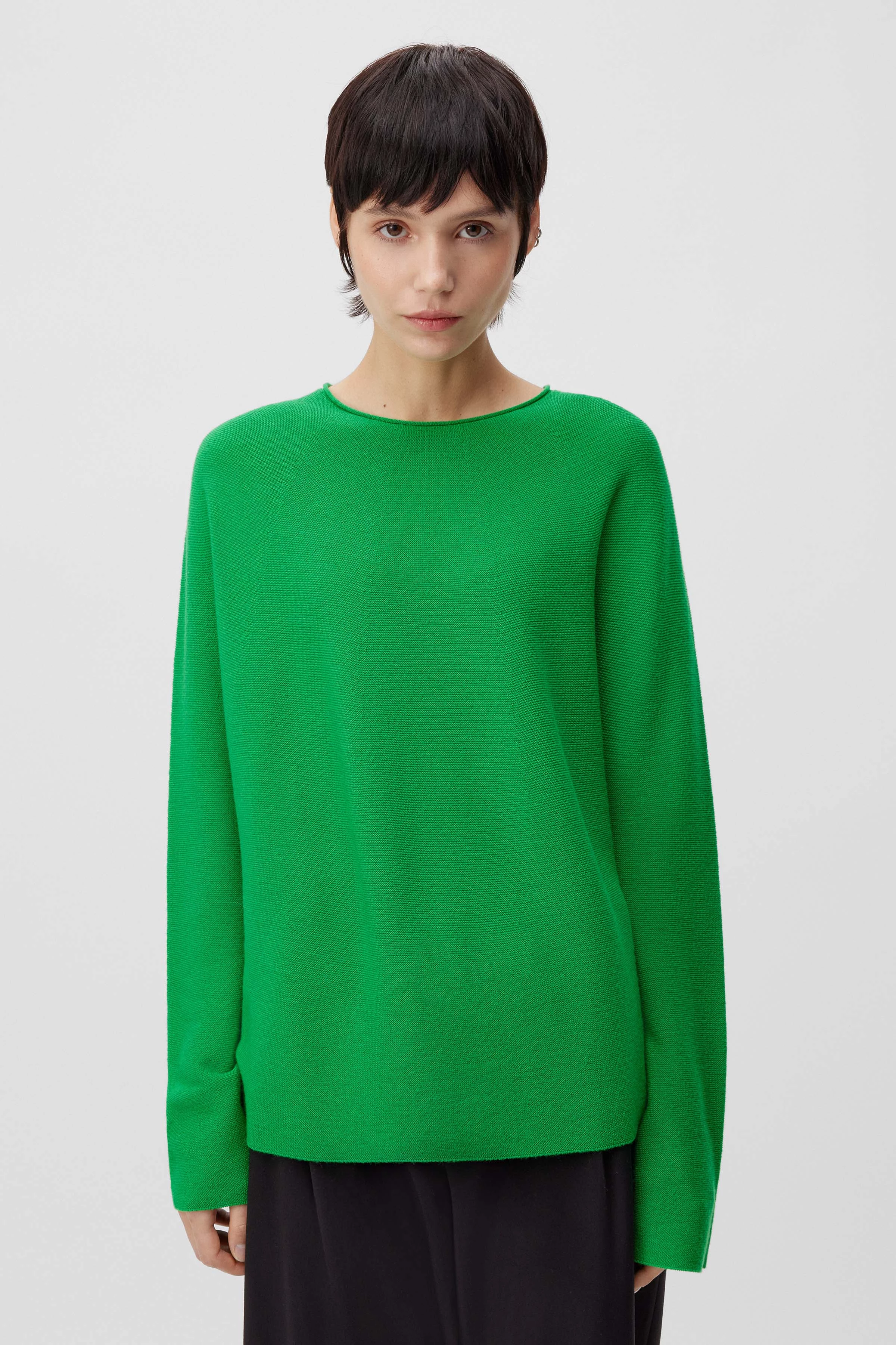 MAILA - Rundhalspullover aus Merinowolle - Damen - grün - Frontansicht