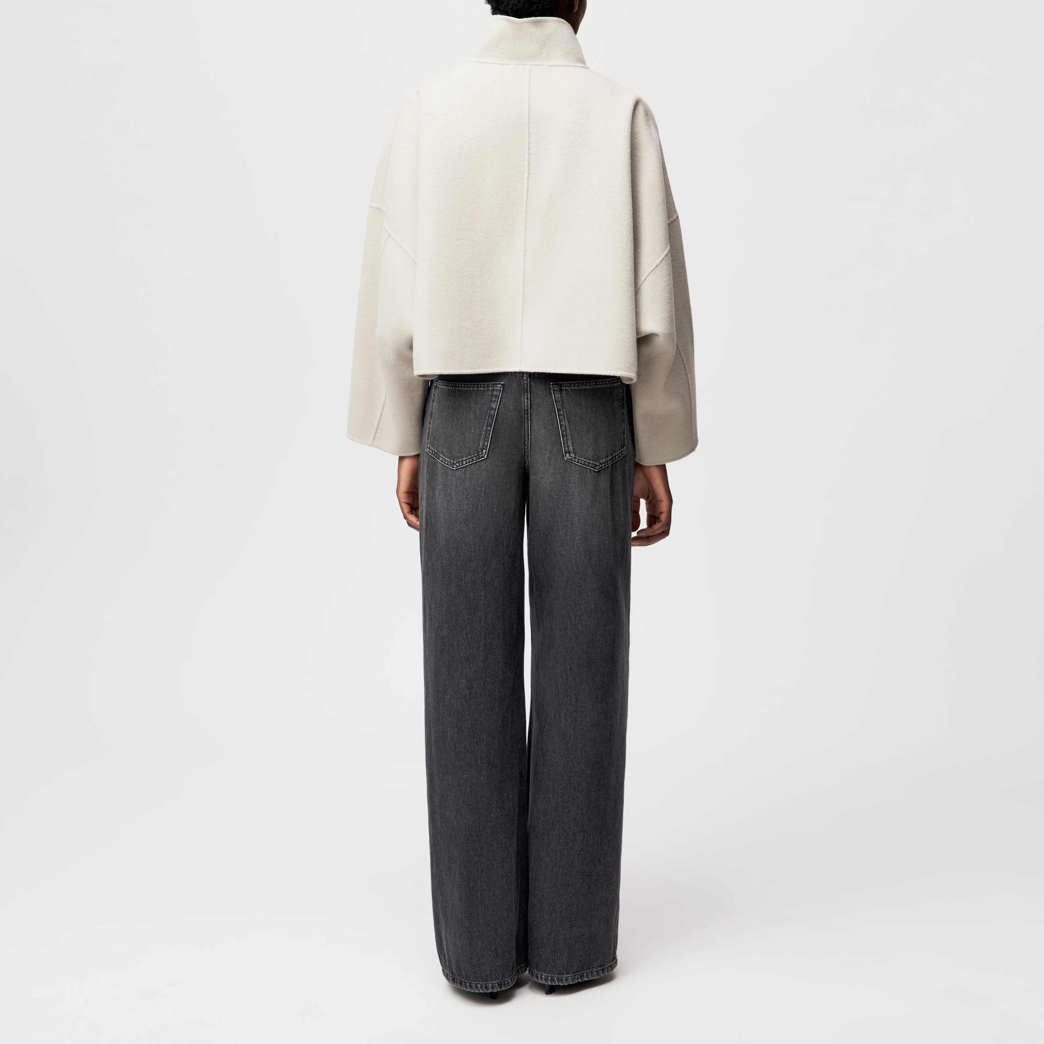 ELSTOW_1 - Oversized Jacke in Doubleface - Damen - beige - Rückansicht