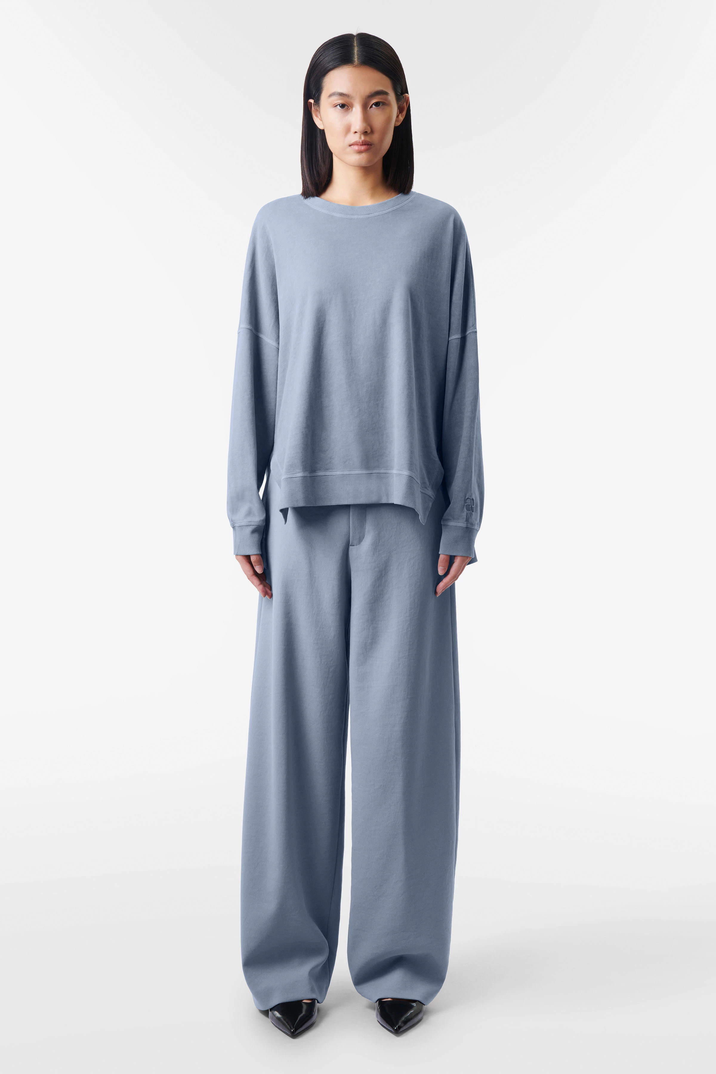 LUNAIA - oversized sweatshirt in a washed look - women - blue - Ganzkörper-Frontansicht