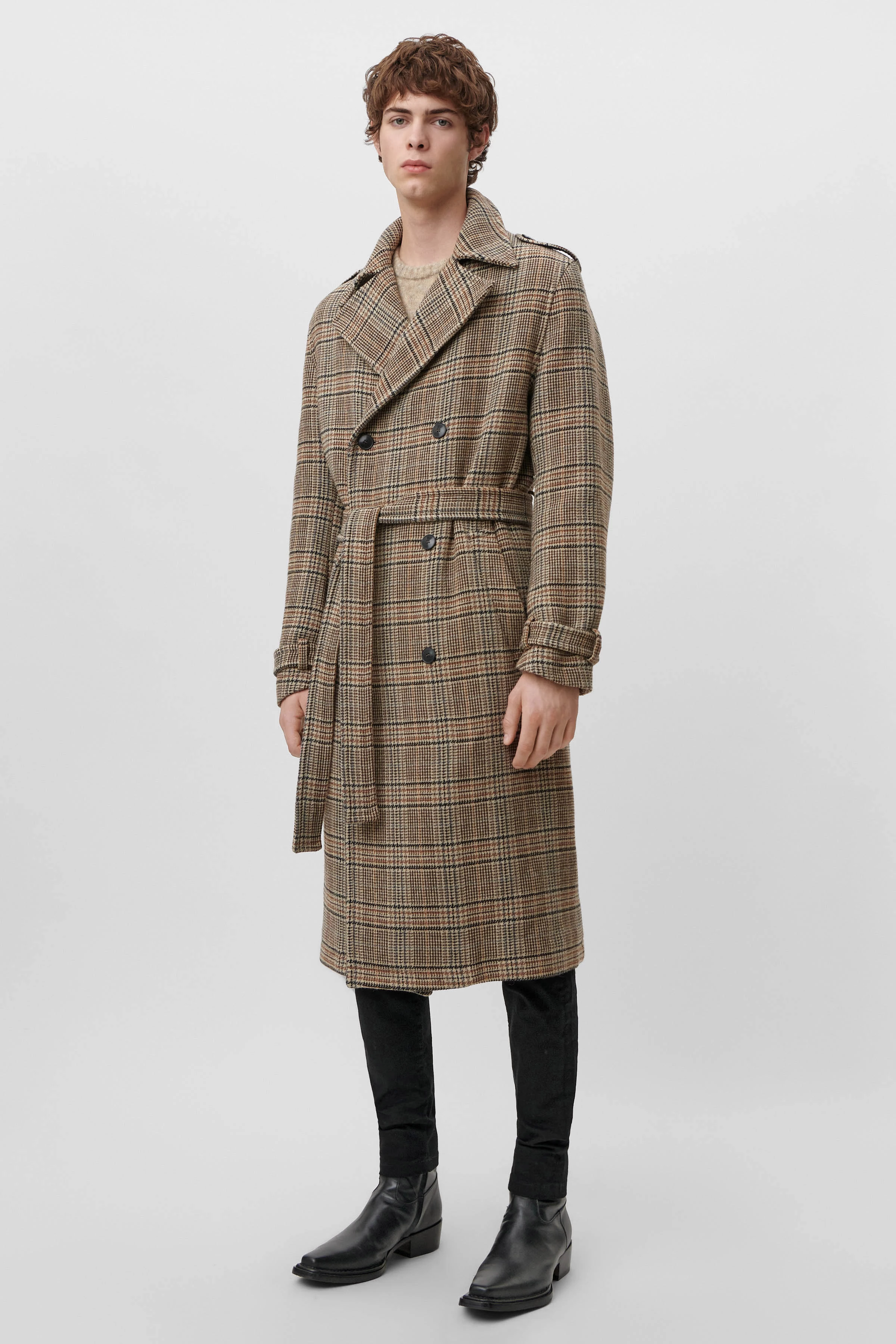 AVELLINO - casual uld ternet trenchcoat - men - brun - Ganzkörper-Frontansicht