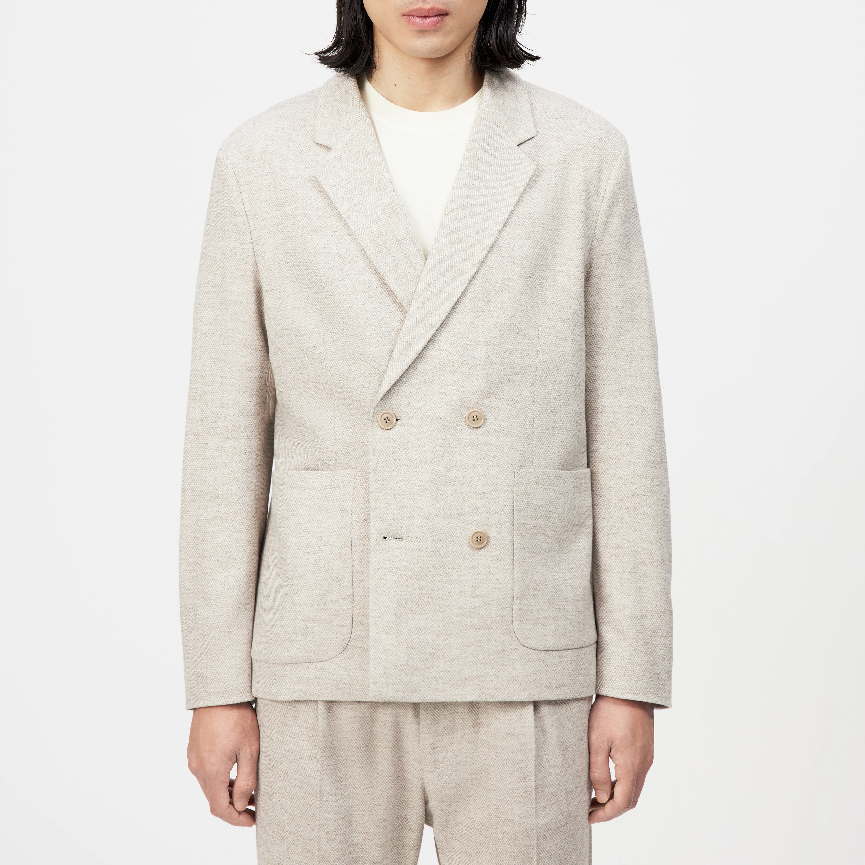 DOMARO - Zweireihiges Sakko in Viskose-Woll-Mix - Herren - beige - Frontansicht