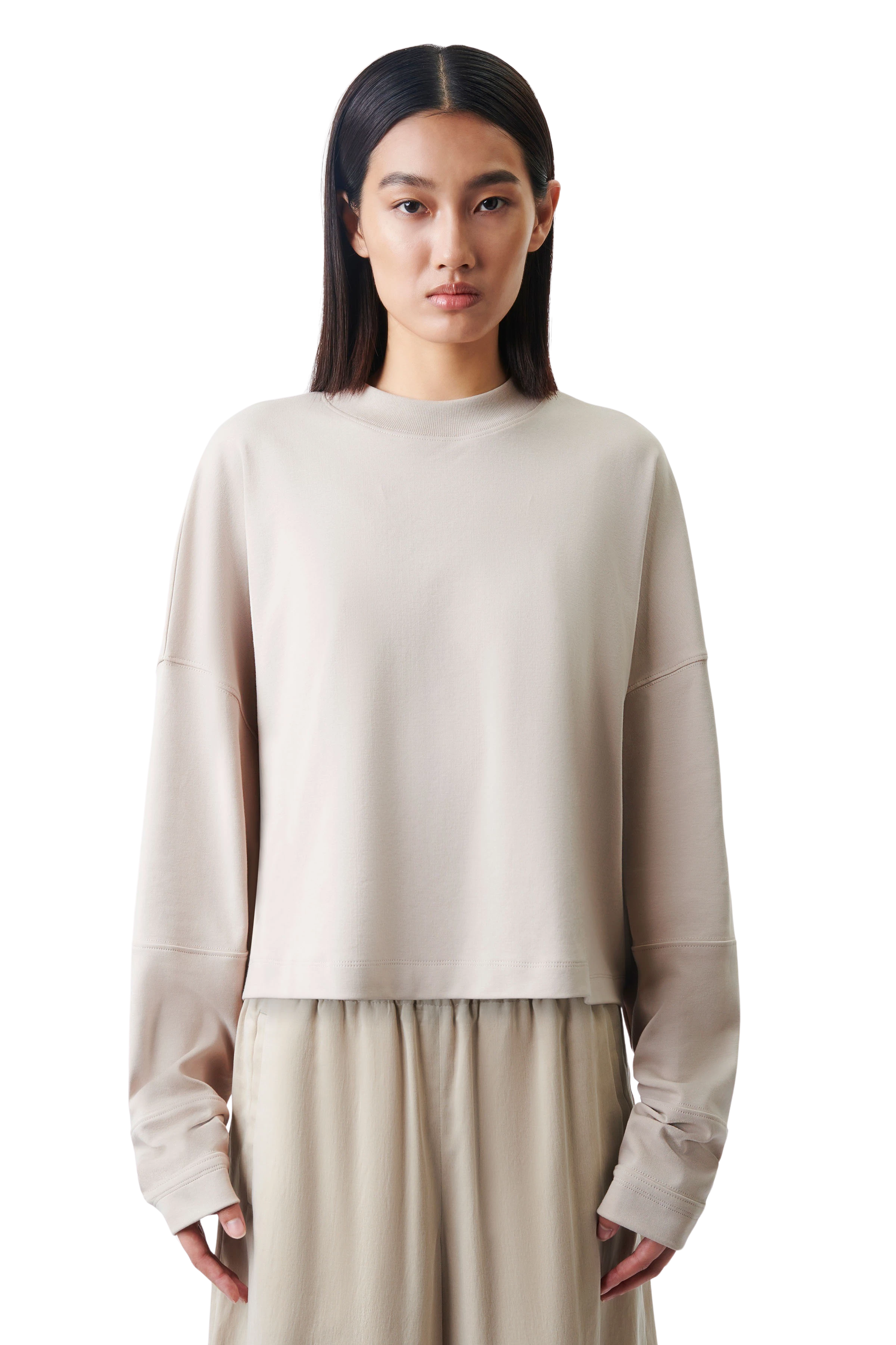 Beige Sweatpullover Damen Sweatshirt Calvin Klein Oversized Für