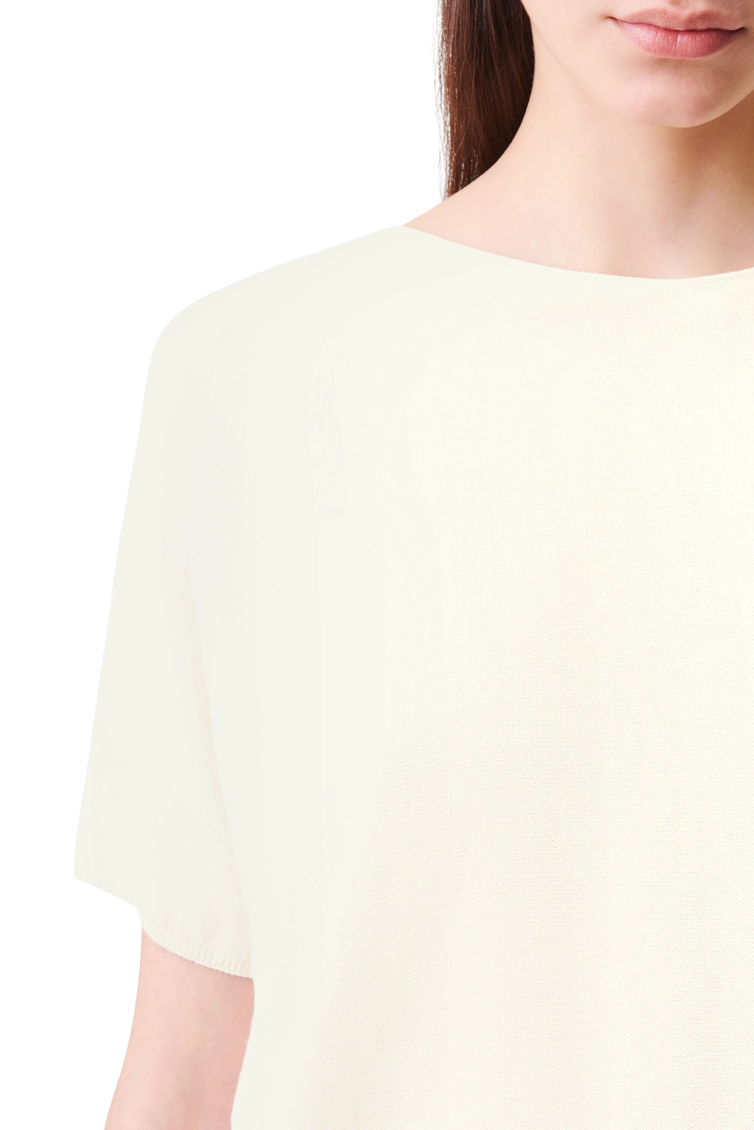 SOMELI - knitted t-shirt in cotton crepe - women - beige - Seitenansicht