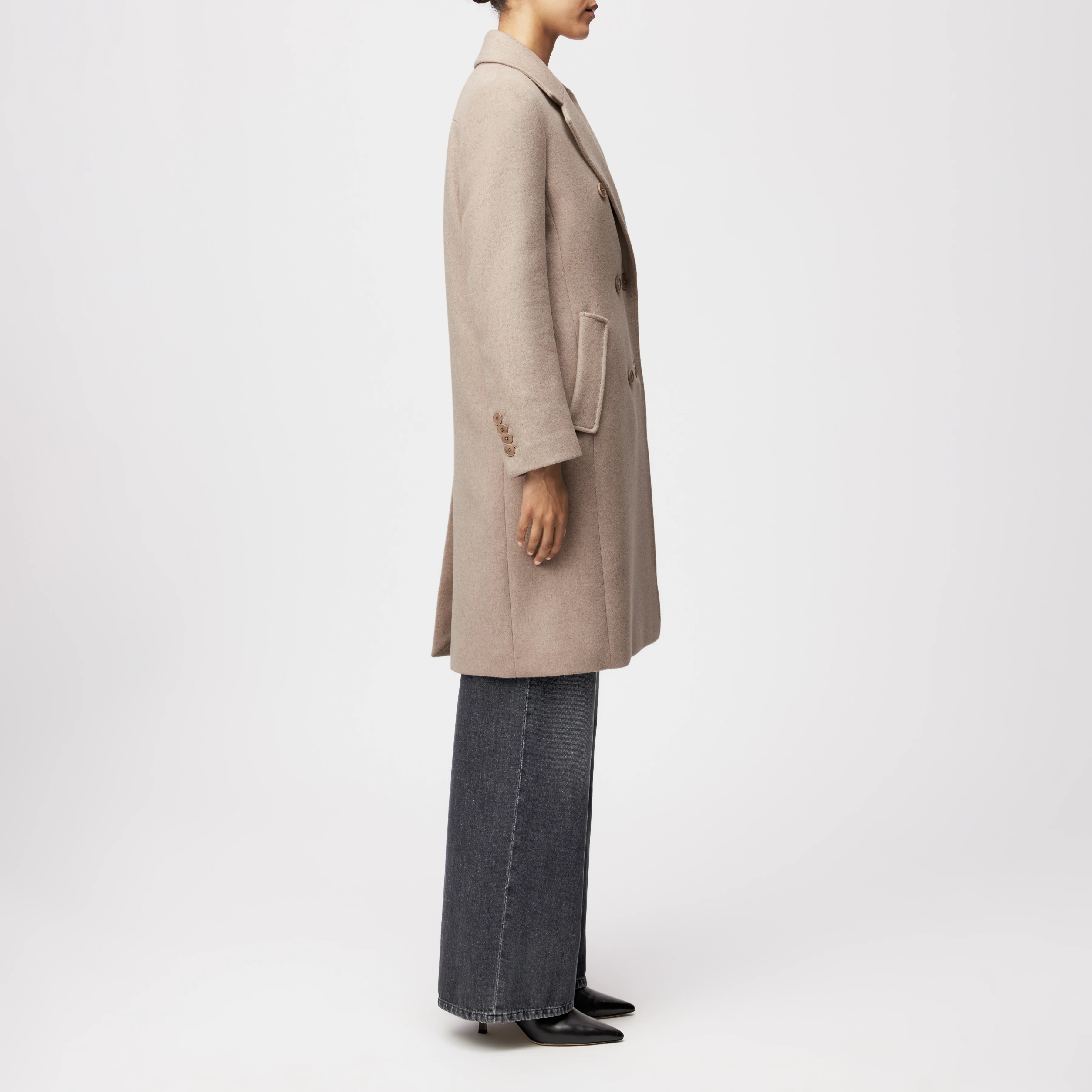 BRAMCOTE - Klassischer Blazermantel in Flanell - Damen - beige - Seitenansicht