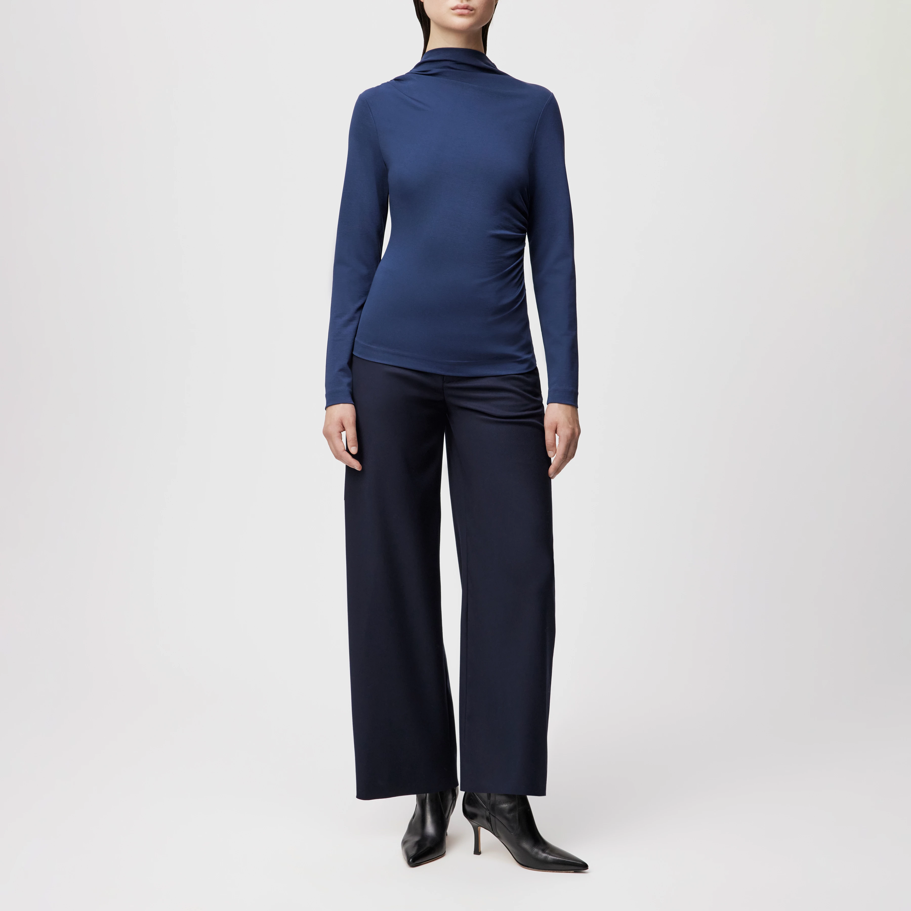 TIRY - Longsleeve in Lyocell-Mix - Damen - blau - Ganzkörper-Frontansicht